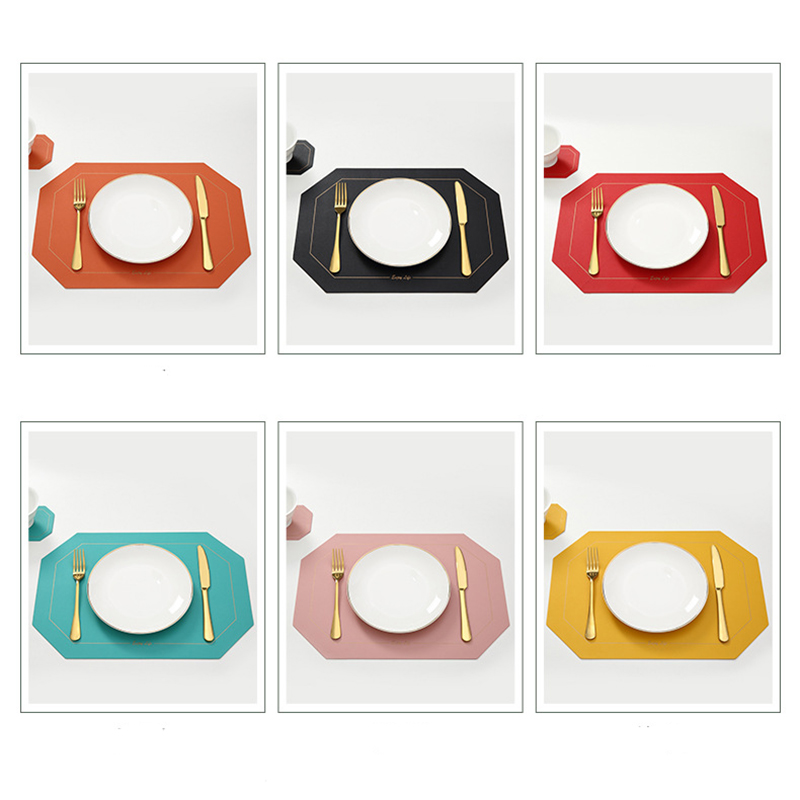 Water and oil resistant leather placemat with coasters 3