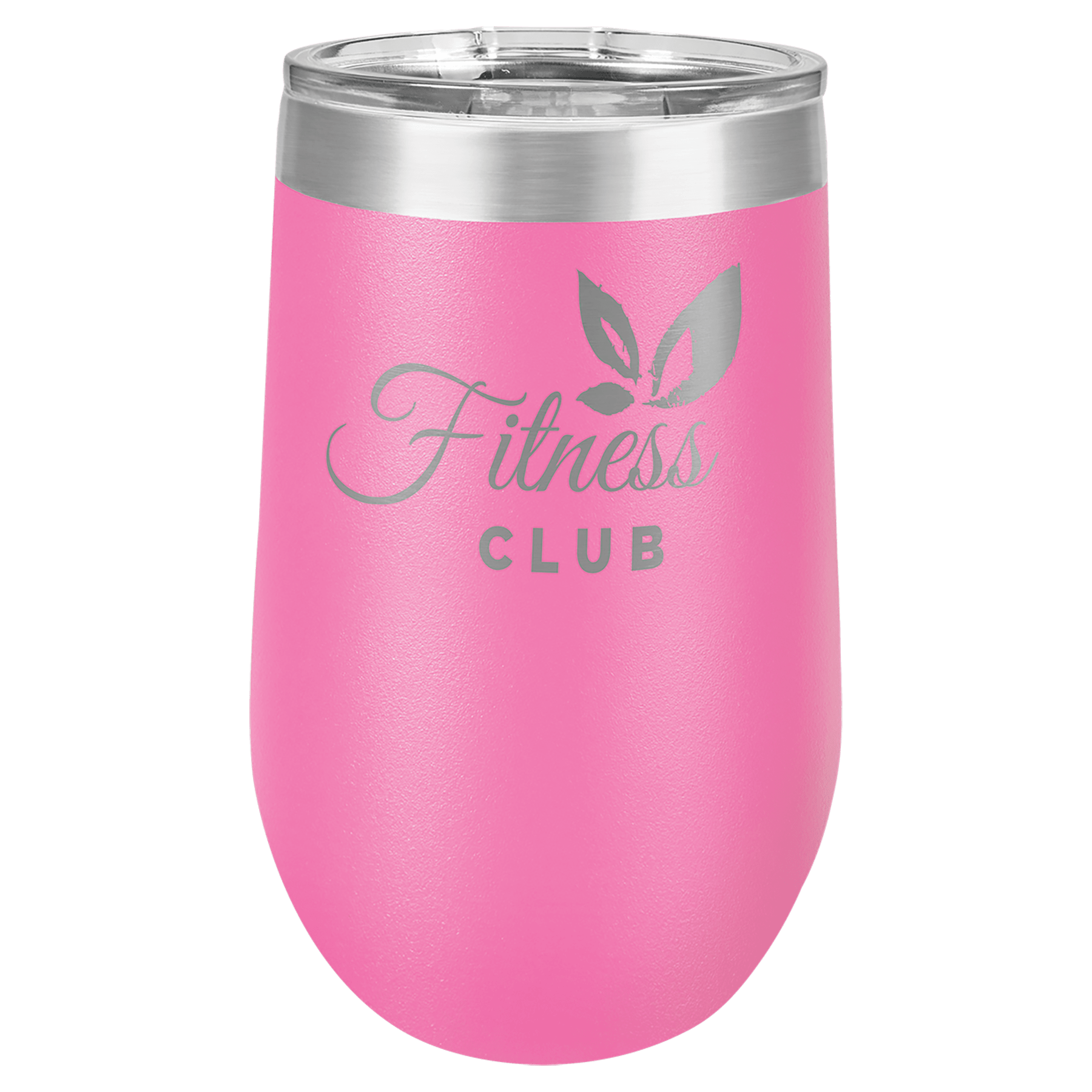 16 oz. Pink Laser Engraved Polar Camel Stemless Wine Tumbler w/Clear Lid 2