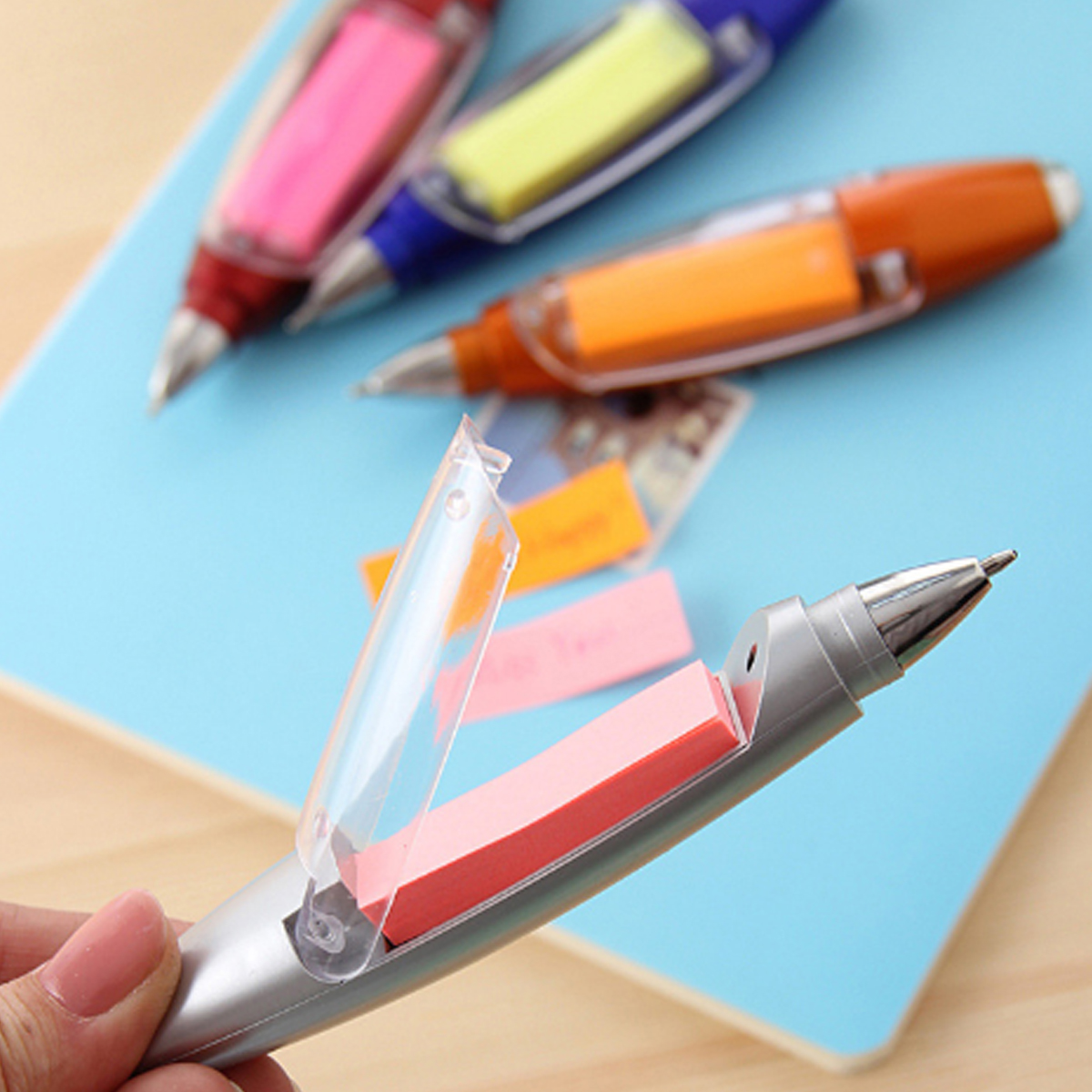 Multifunction Ballpoint Pen W/ LED Light and Sticky Notes 8