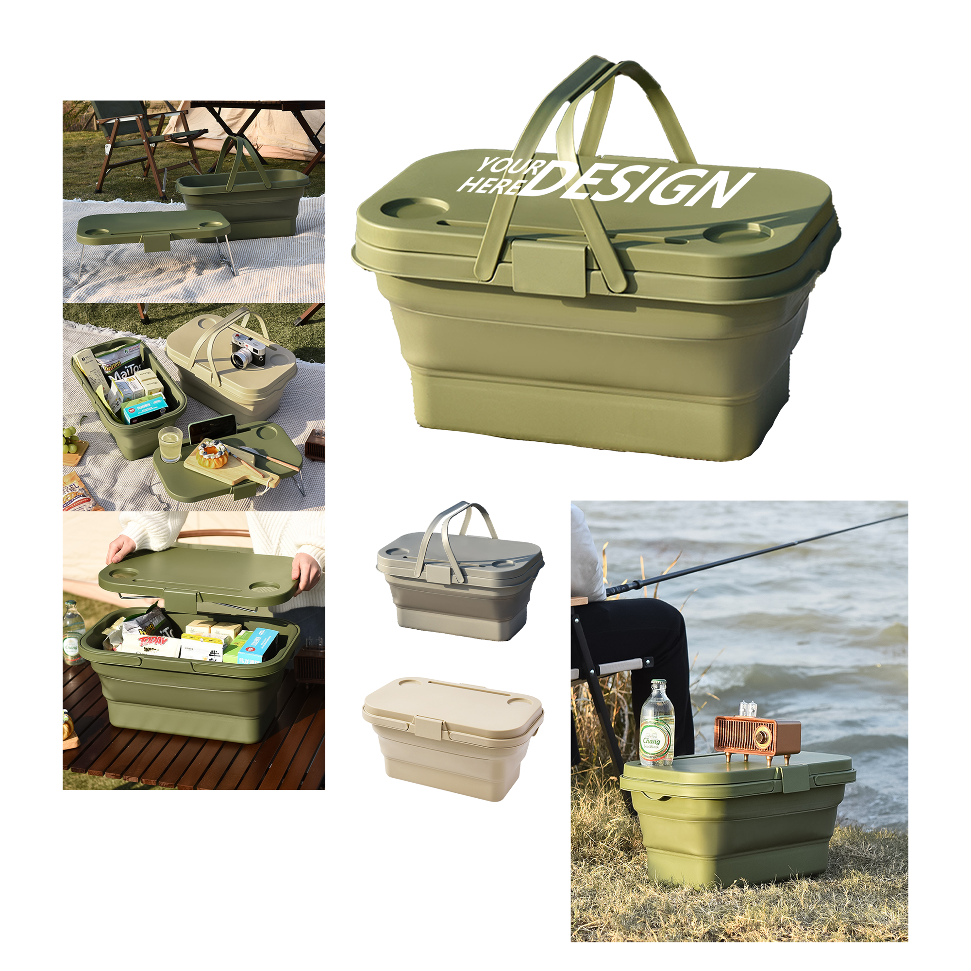 Portable Folding Picnic Hamper with Serving Table 2