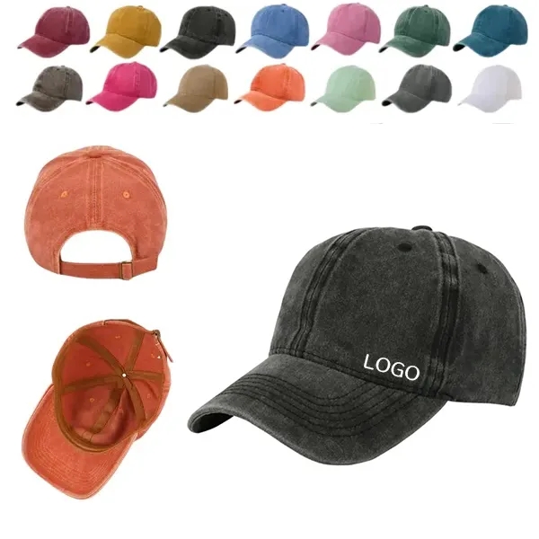Vintage Pigment Dyed Dad Cap with Relaxed Fit Baseball Hat 4