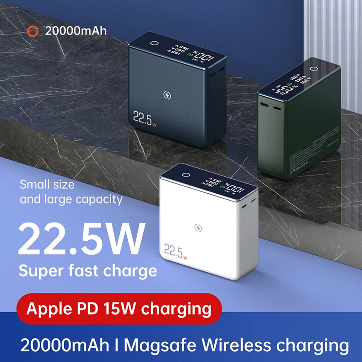 20000Mah Logo Custom Portable Magnetic Wireless Power Bank 2
