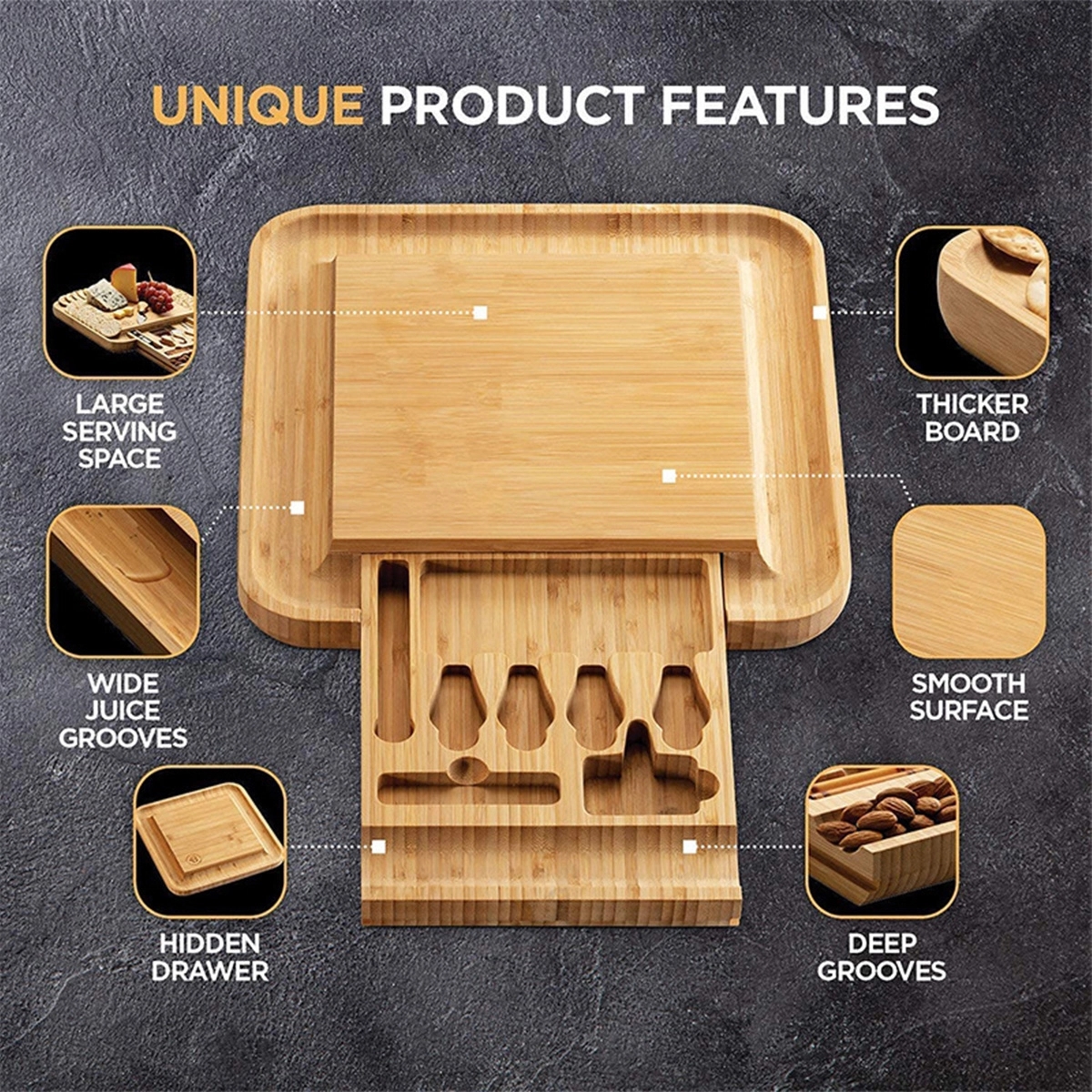 Bamboo Wood Charcuterie Board Set 3