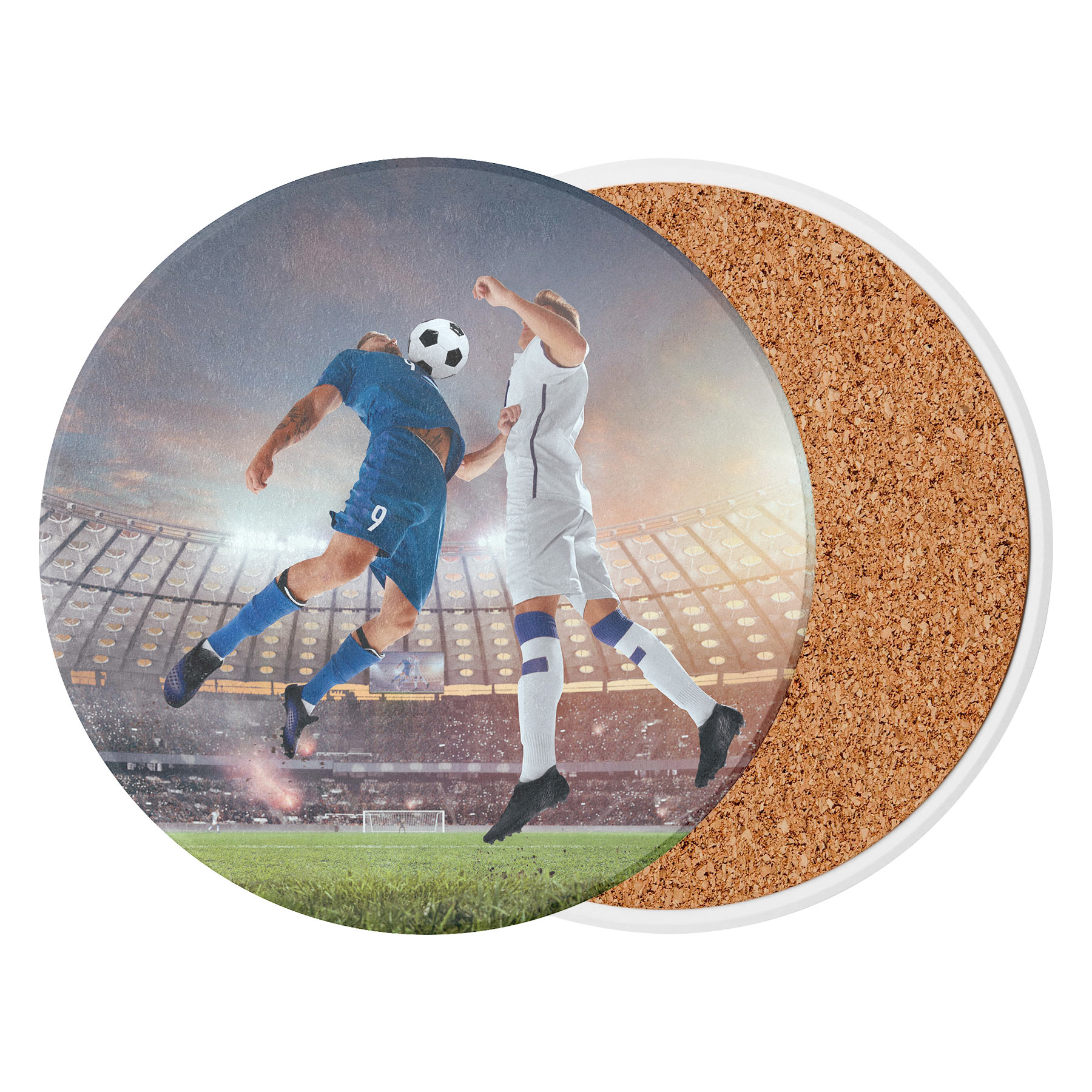 3.5'' Circular Ceramics Coaster With Cork Base 2