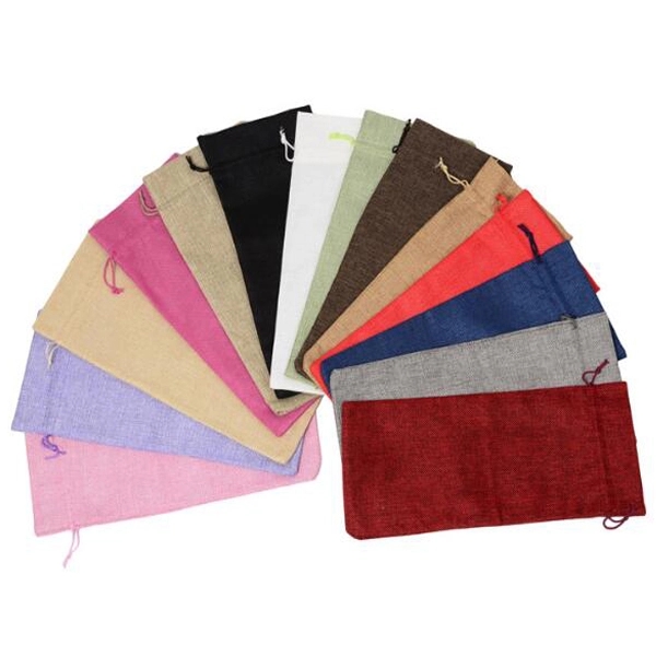 Color Holiday Jute Drawstring Wine Bag 6