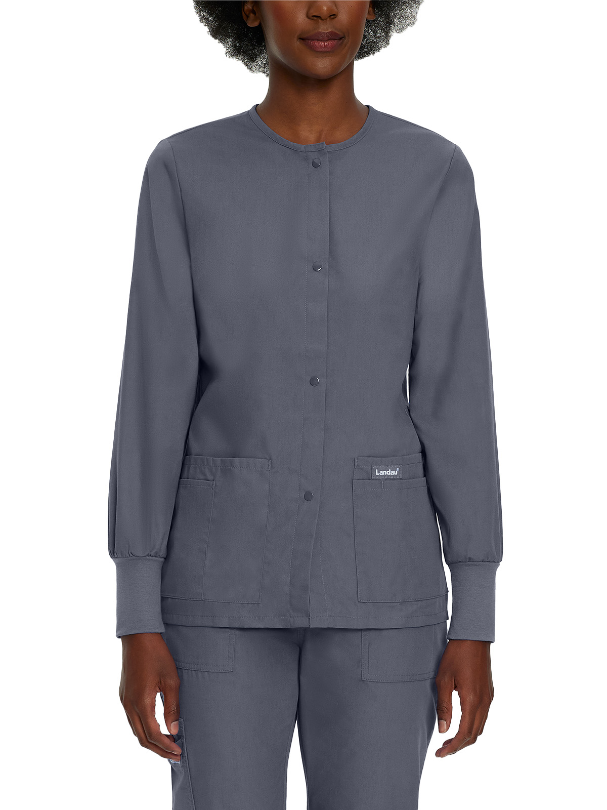 Landau - Essentials - Women's Four-Pocket Crew Neck Warm-Up Jacket 6