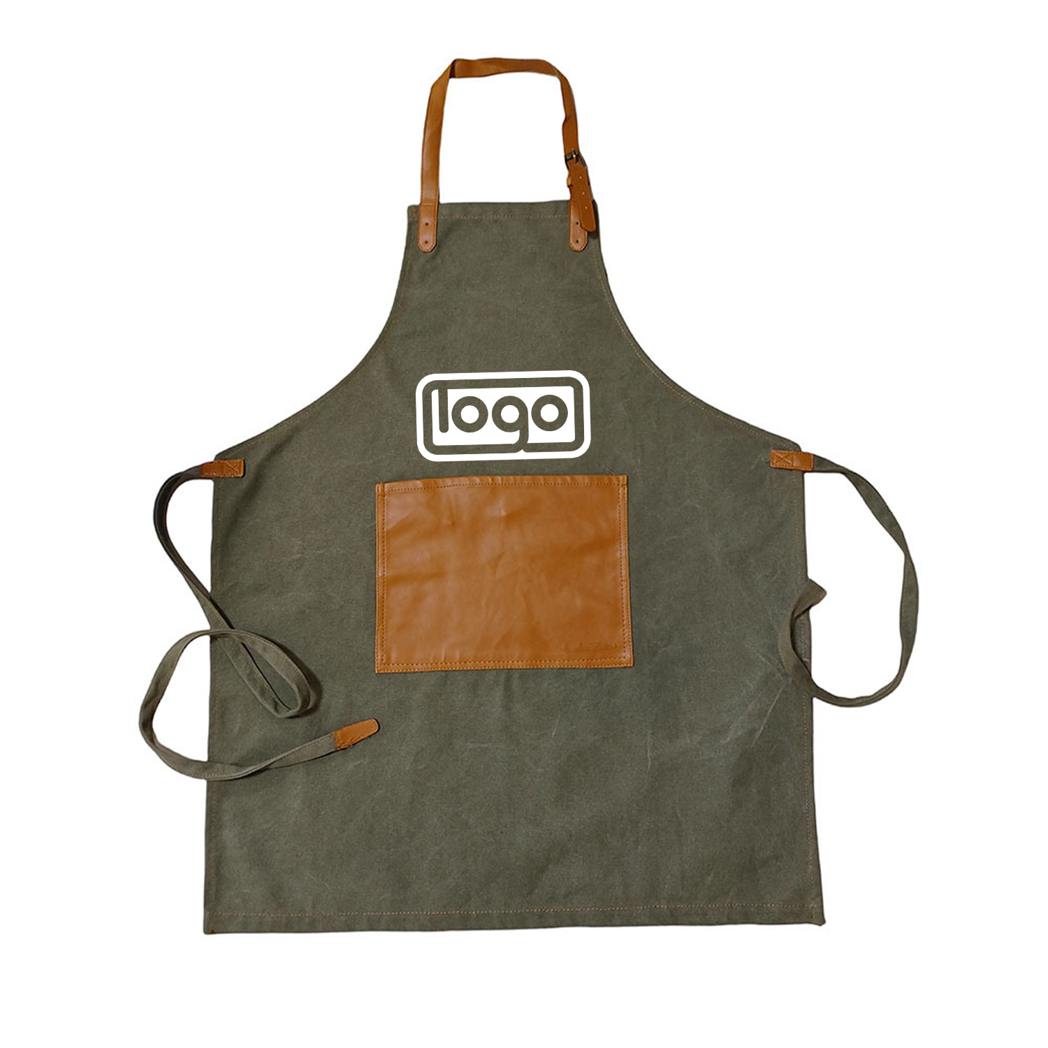 PU Leather Pocket Breathable Canvas Apron 5