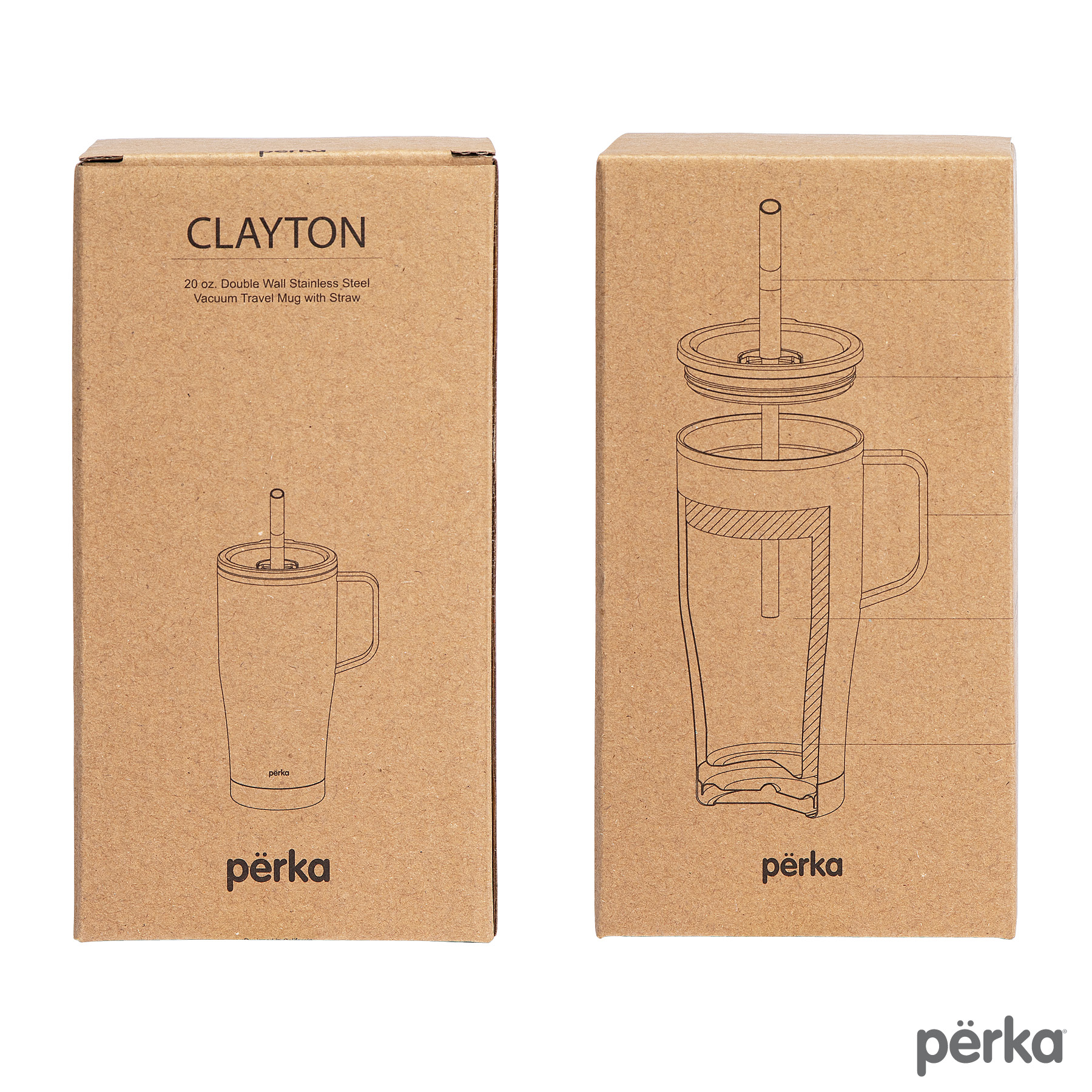 Perka® Clayton 20 oz. Double Wall, Stainless Steel Travel Mug 11