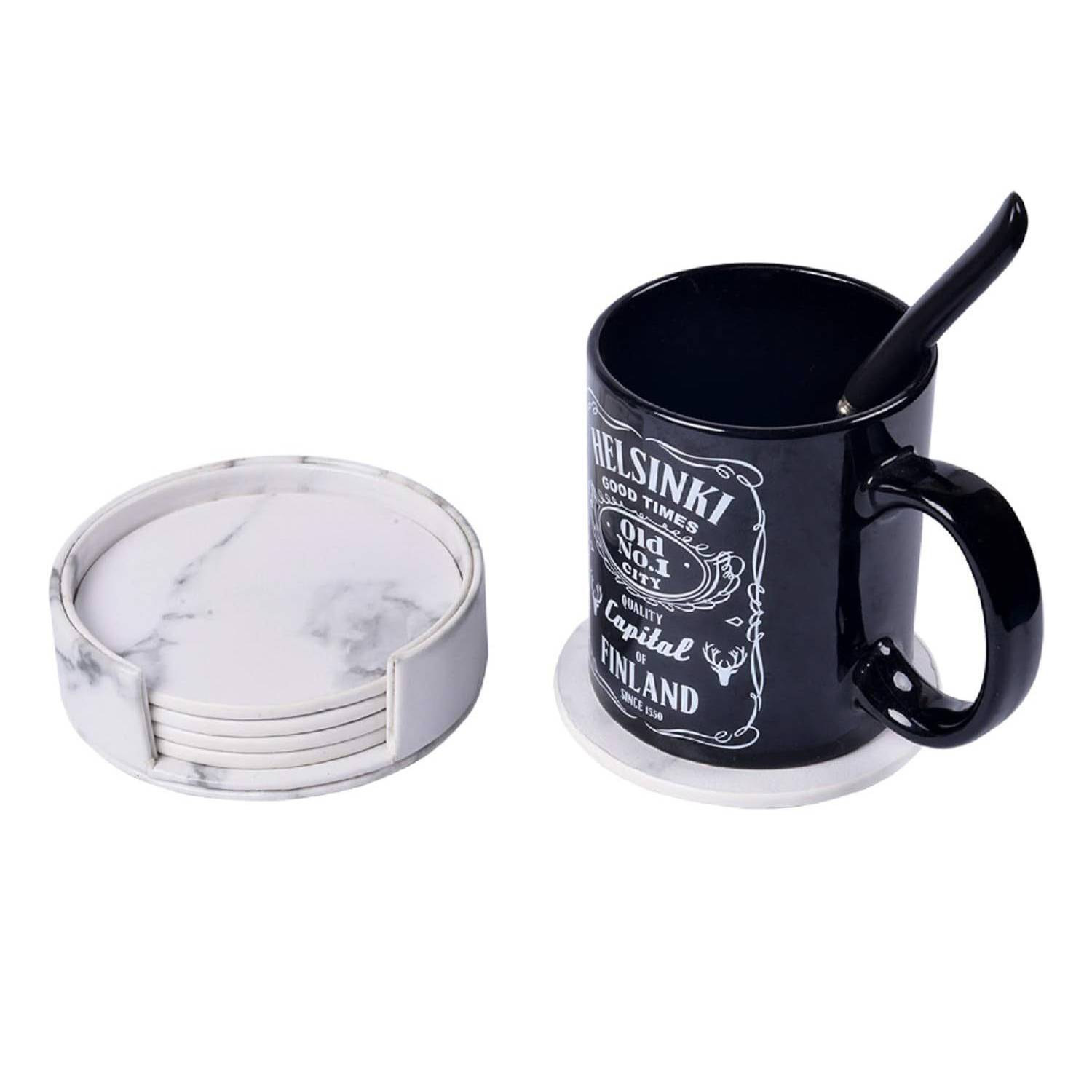 4" Pu 6pcs Set Home Tabletop Protection Drink Coasters 4