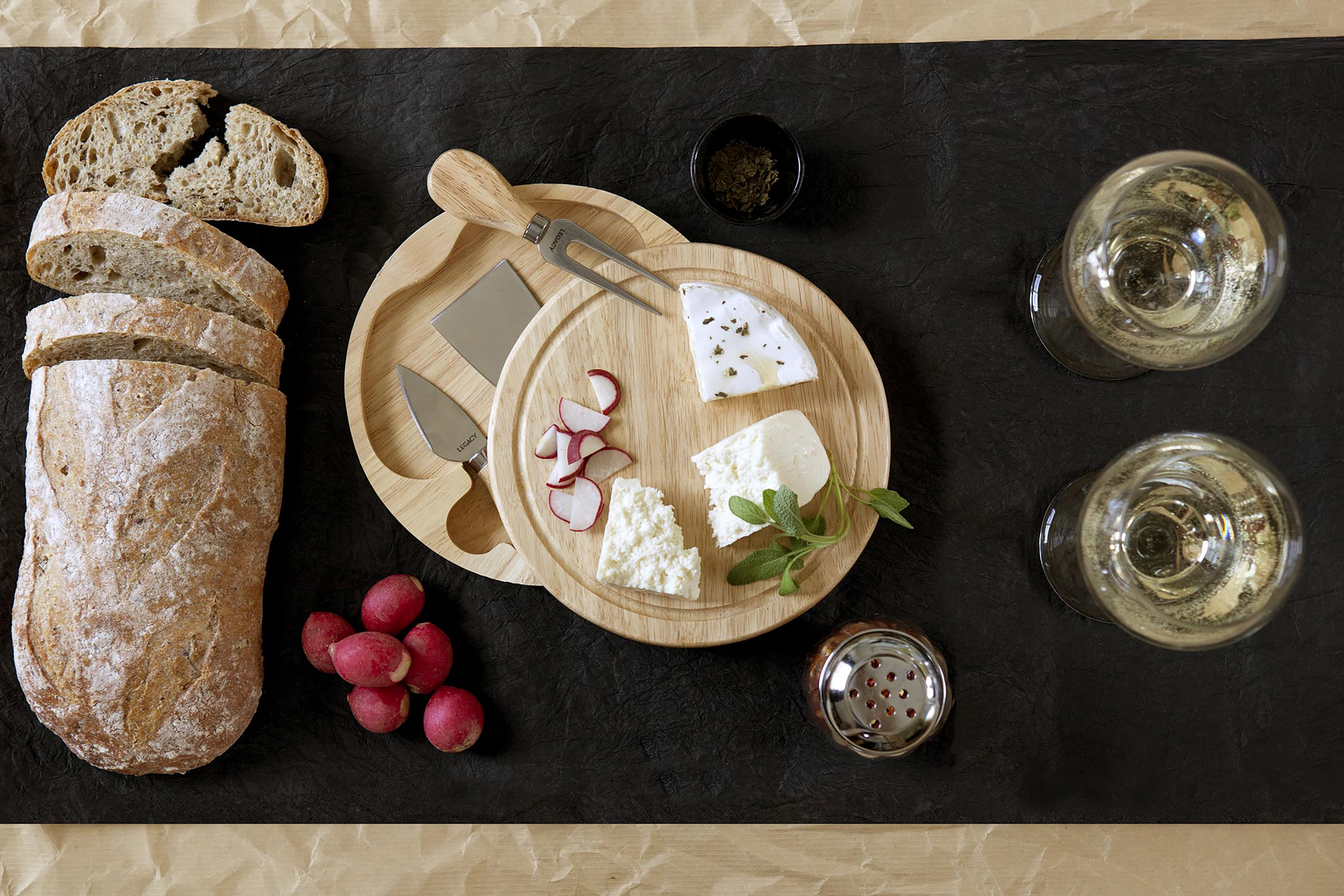 Brie Cheese Cutting Board & Tools Set 3
