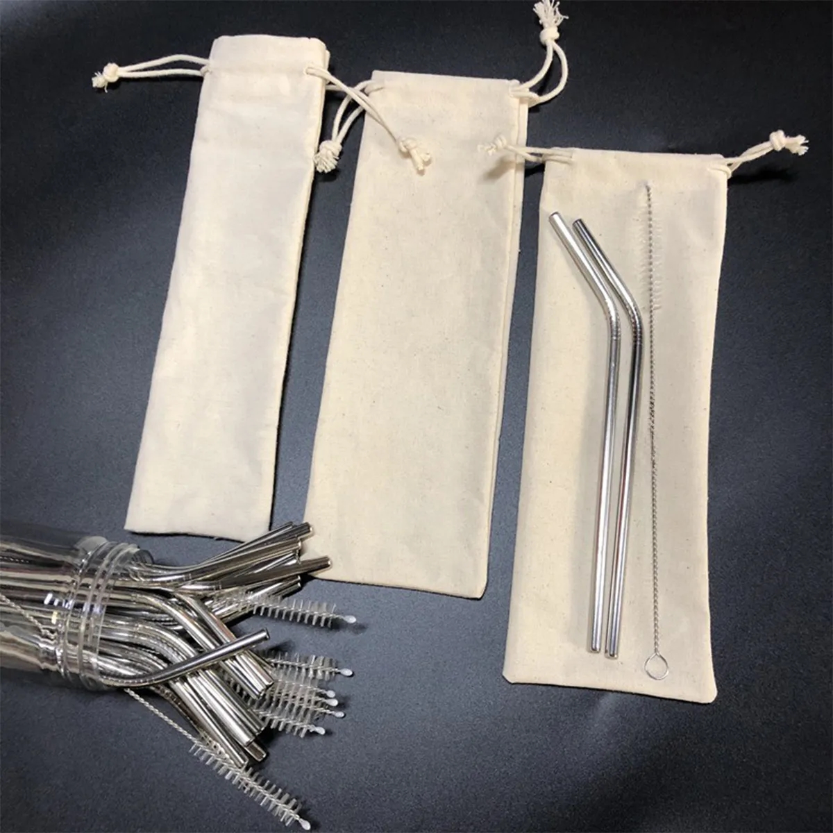 Cotton Drawstring Chopstick Portable Cutlery Bag Travel 3
