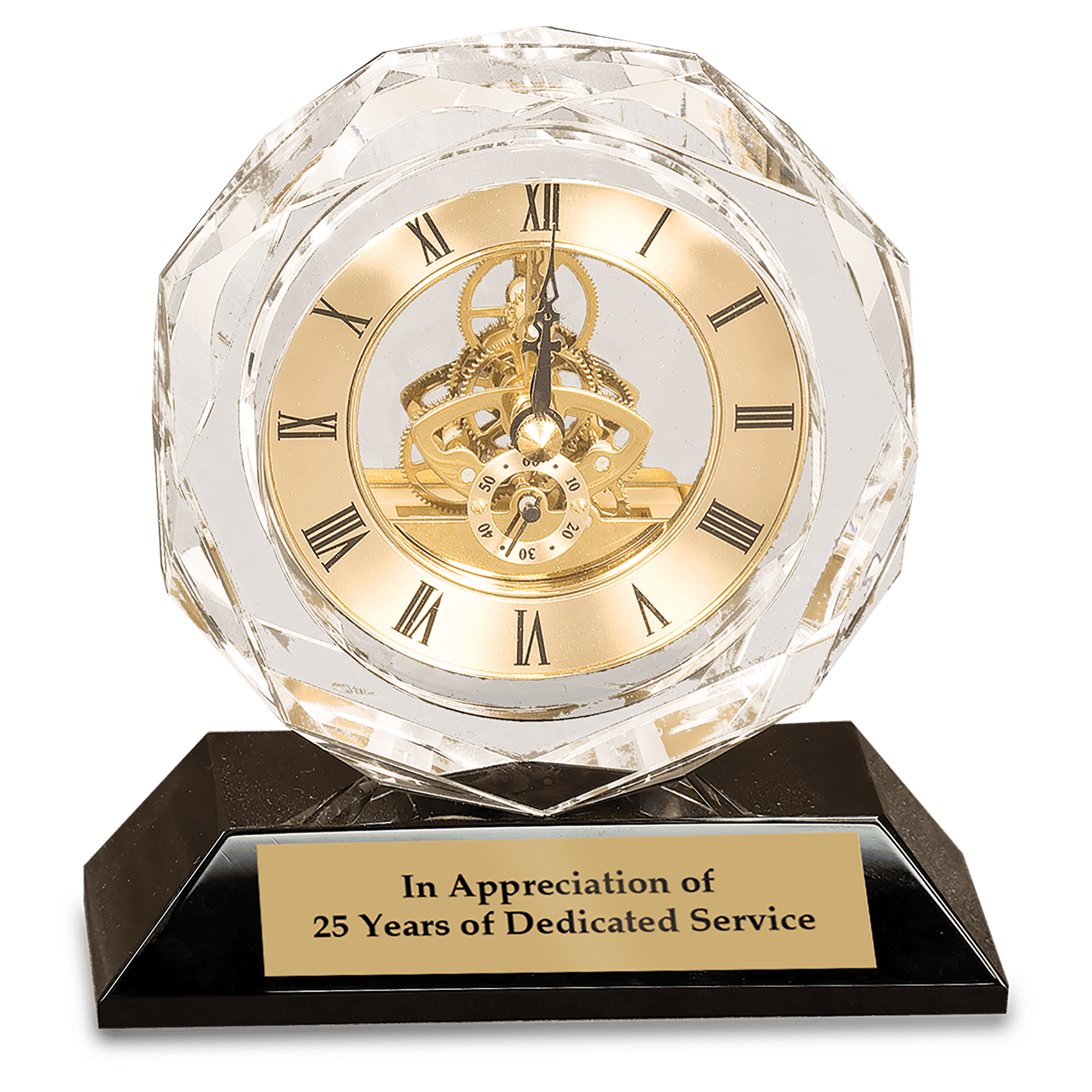 5 3/4" Clear Crystal Clock on Black Pedestal Base 2