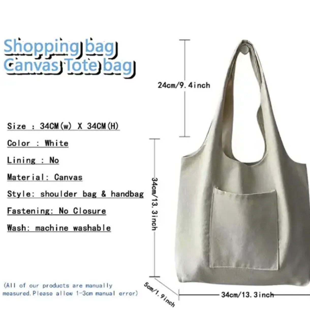 Plain Canvas Tote Bag for Women, custom tote bag with logo imprint 4