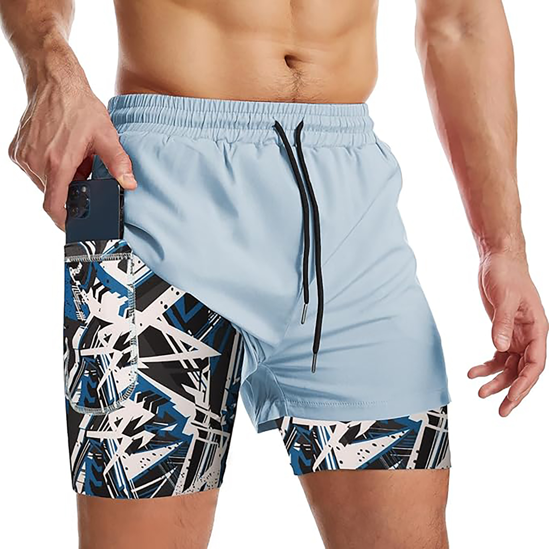 Men's 2 I n 1 Quick Drying Sports Shorts with Lining 21