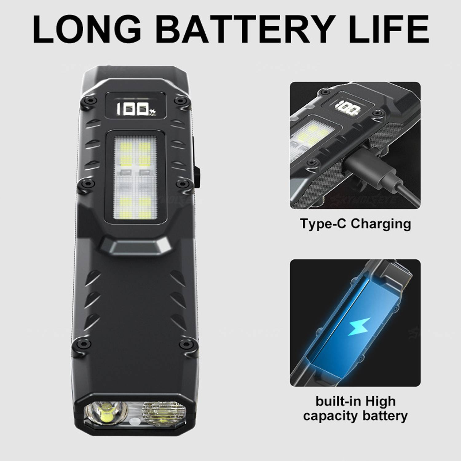 Portable LED Work Light USB Charging Tactical Flashlight 7