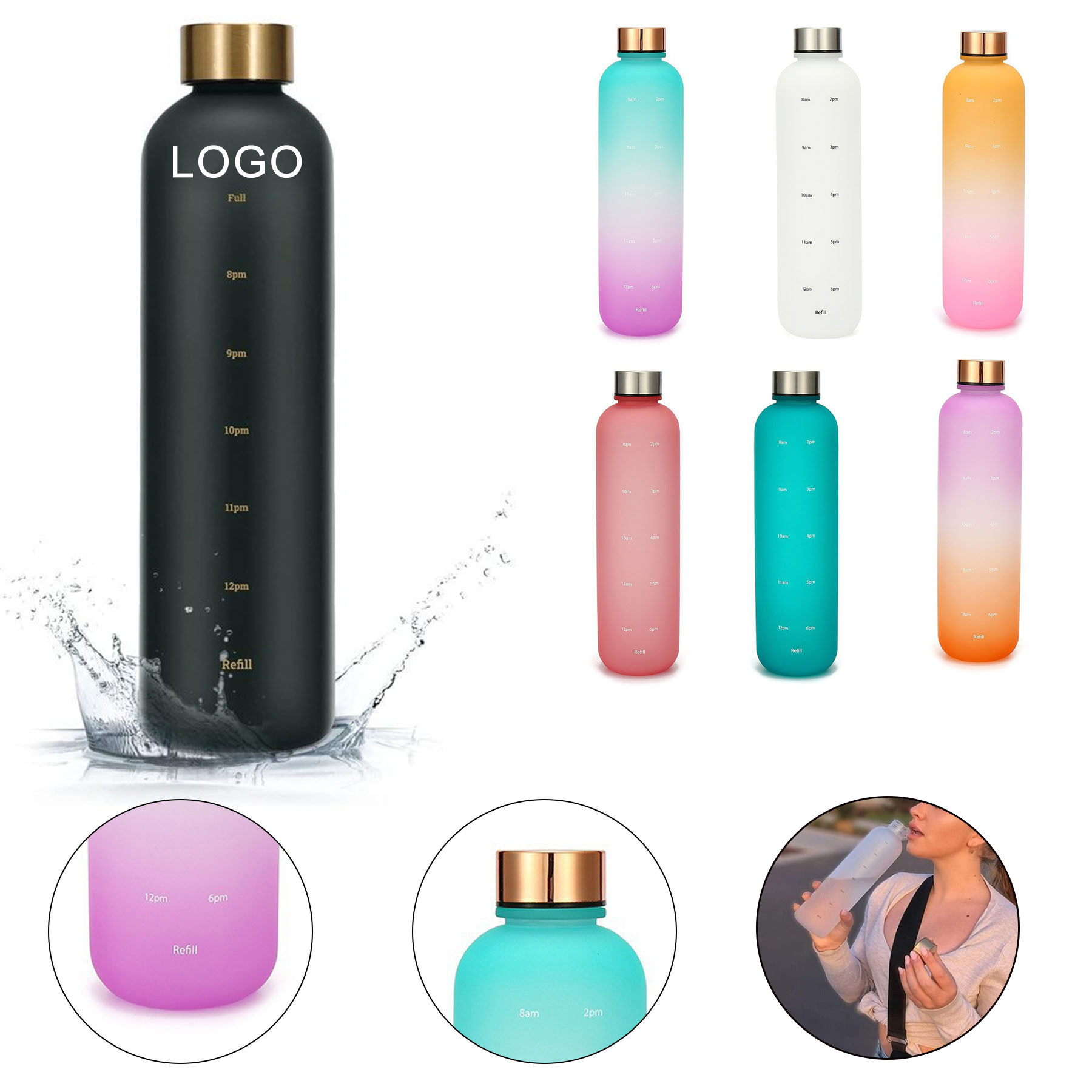 32 OZ Water Bottle with Time Marker 1