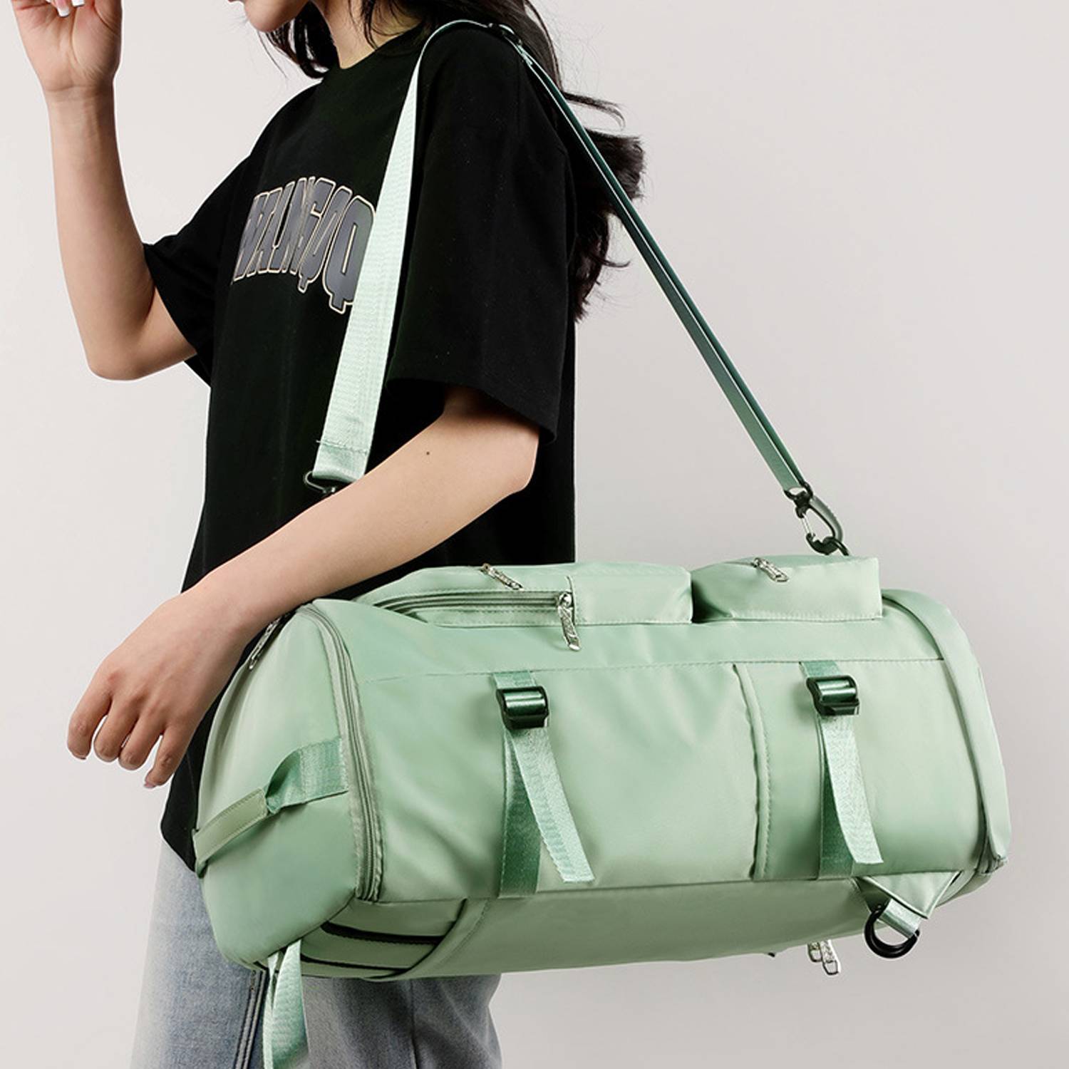 Waterproof Dry Wet Separation Nylon Duffel Backpack 12
