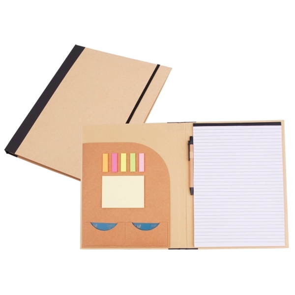 Recycled Padfolio w/Notepad, Flags, Memo Pad, Pockets & Pen 2