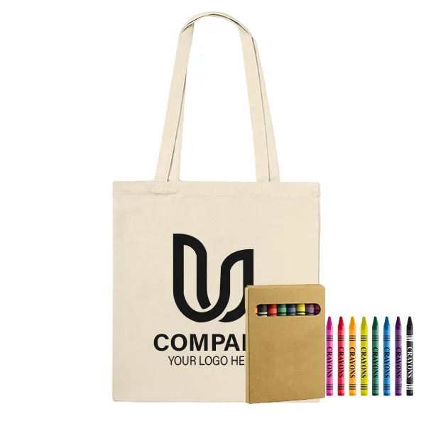 Cotton Canvas Tote Bag with Crayons, custom tote bag with logo imprint 3