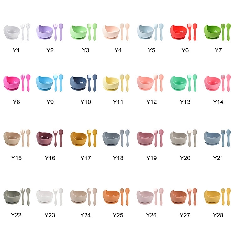 Silicone Suction Bowls for Baby with Spoon and Fork 10