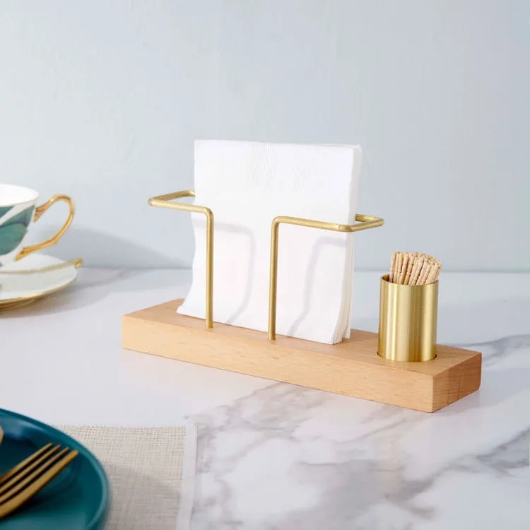 Wooden Vertical Napkin Holder with Toothpick Dispenser Combo 5