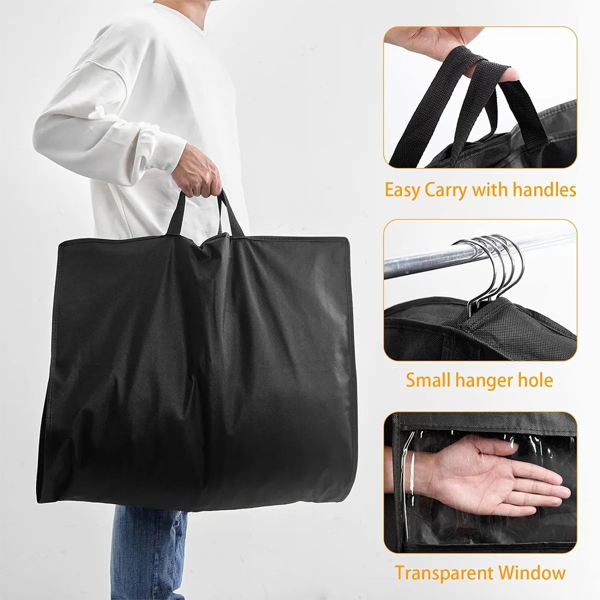 Foldable Clear Hanging Travel Suit Long Dress Garment Bags 8