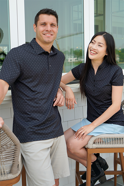 Women’s Greg Norman Micro Pique Spinner Print Polo 3