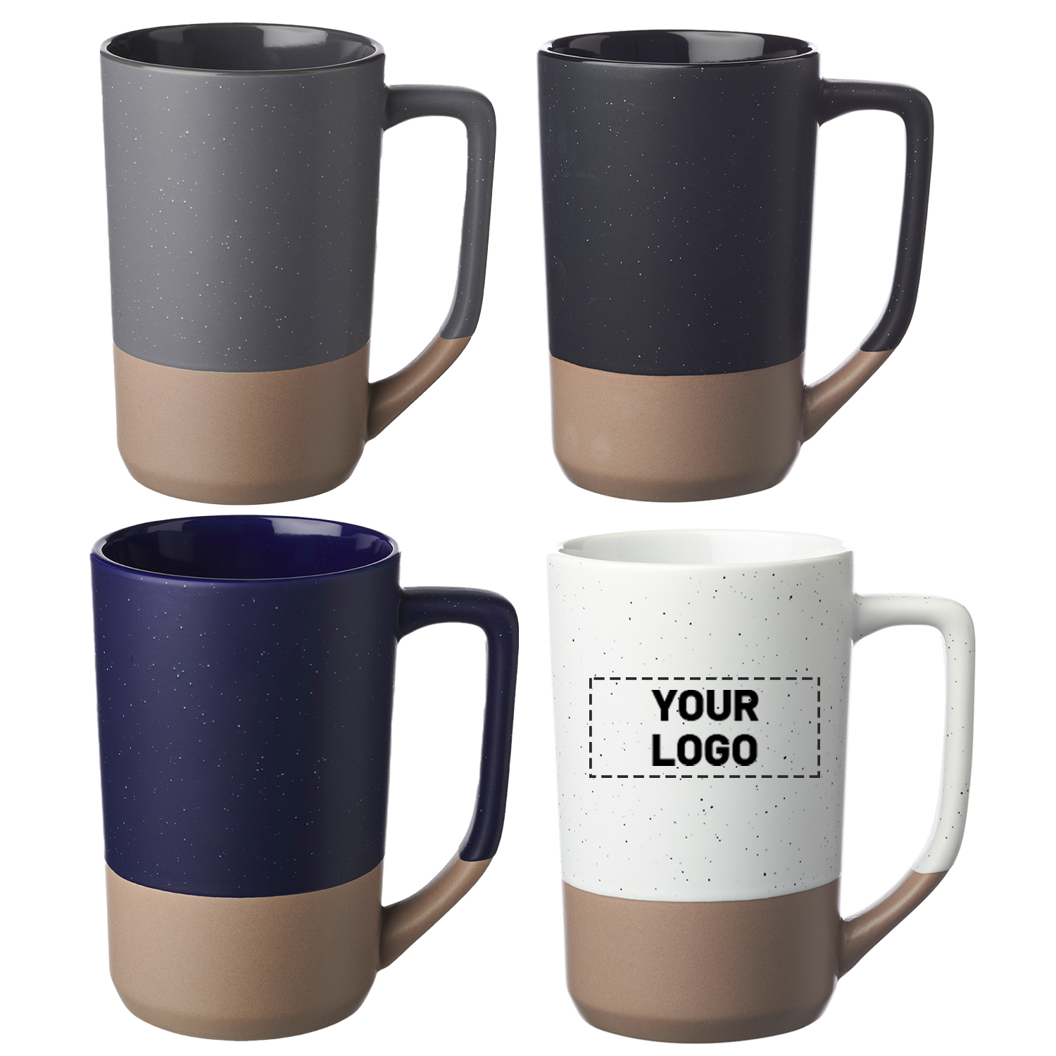 Two-Tone Ceramic Mug with Speckled Glaze, 17 oz. 1