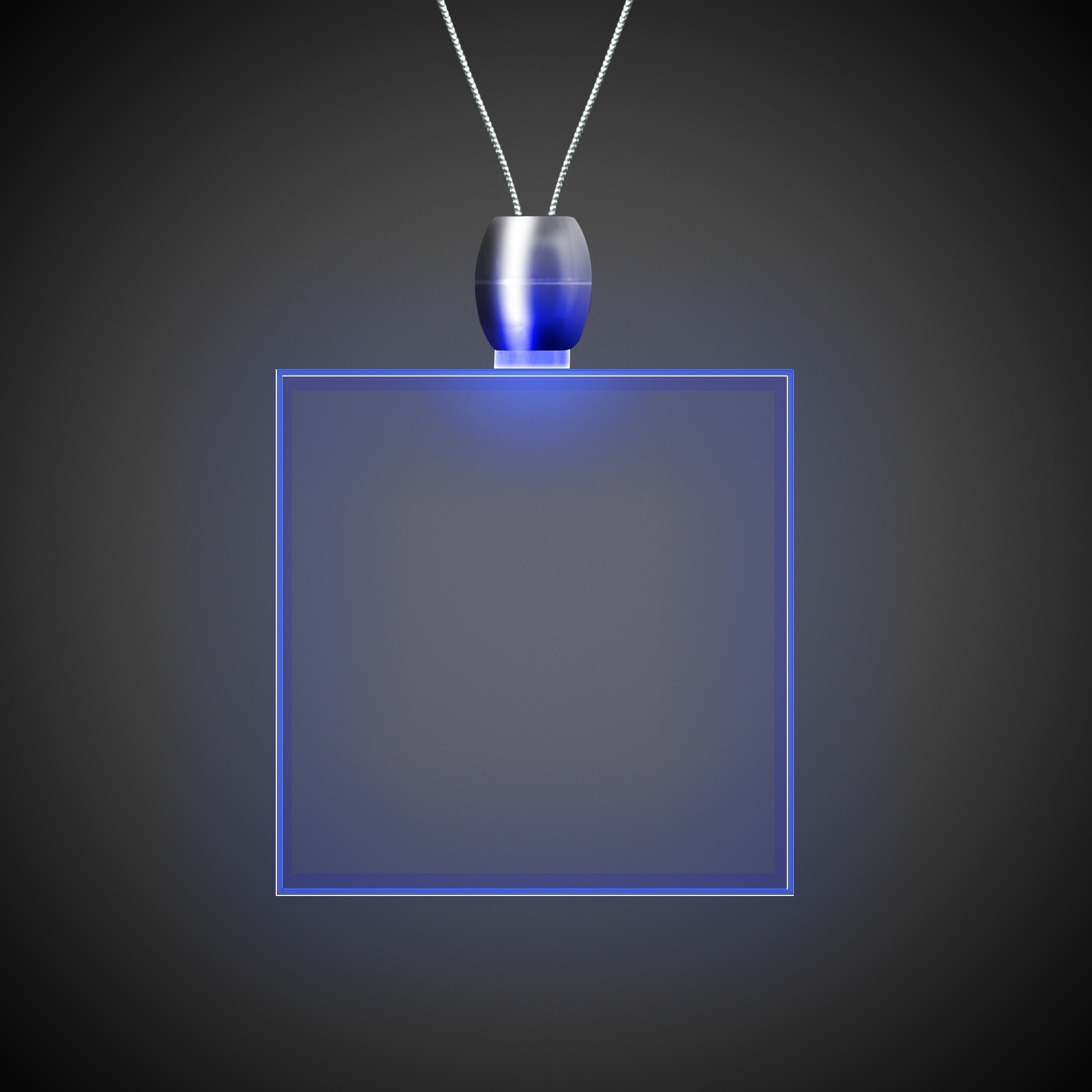 Square Blue Light-Up Acrylic Pendant Necklace