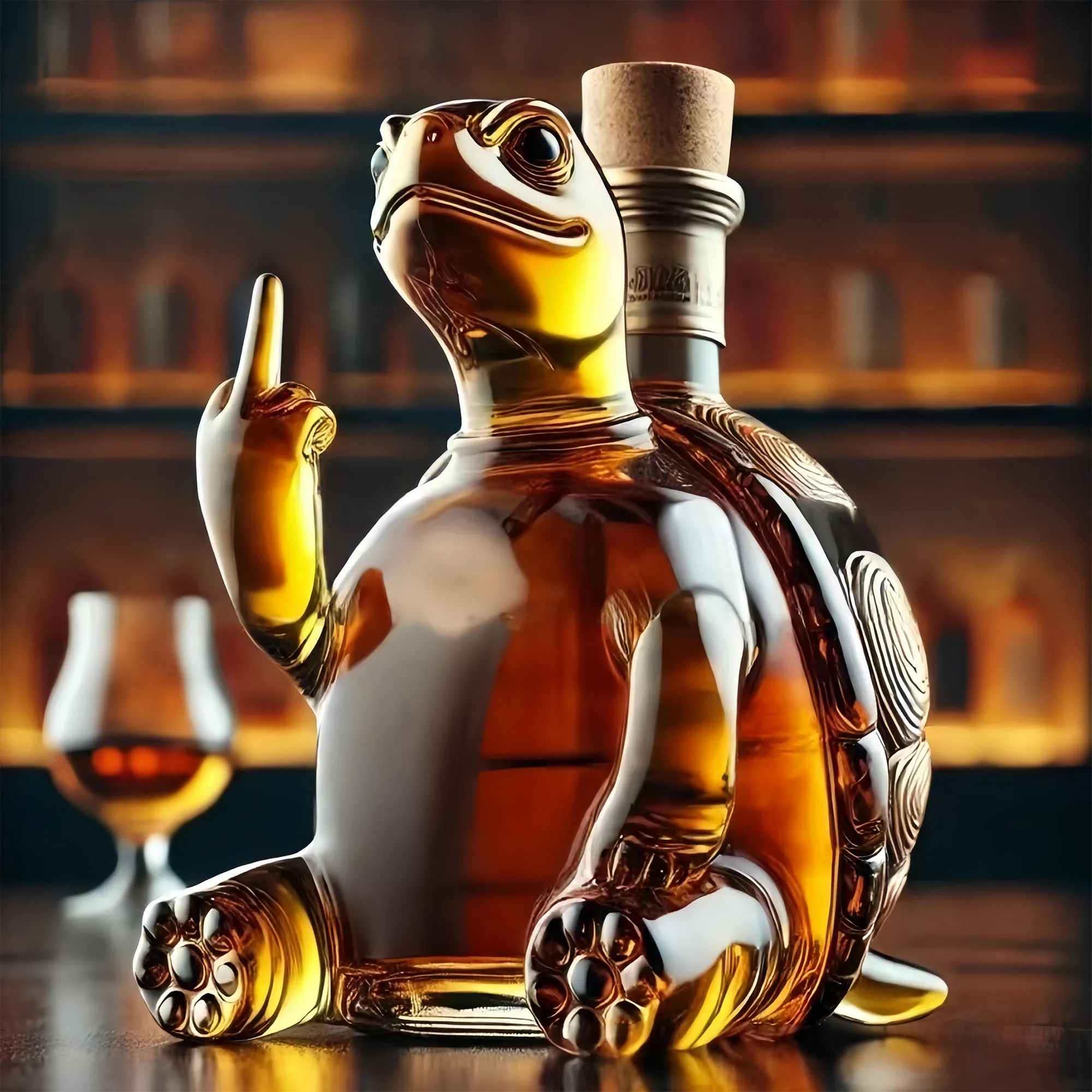 Unique Handmade Glass Animal Wine Bottle Decor 1