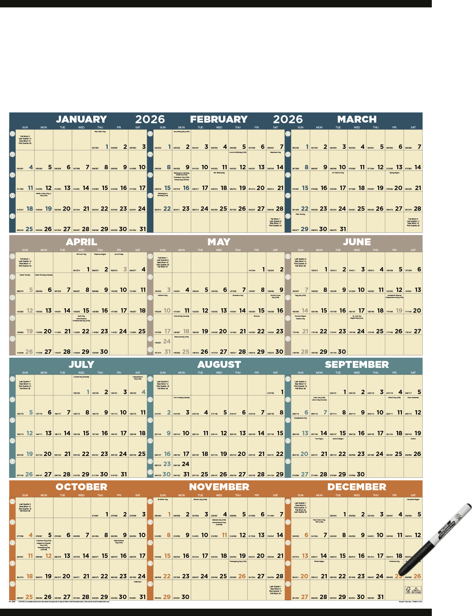 Triumph® Calendars Time Management Span-A-Year (Laminated w/Marker) Calendar 3