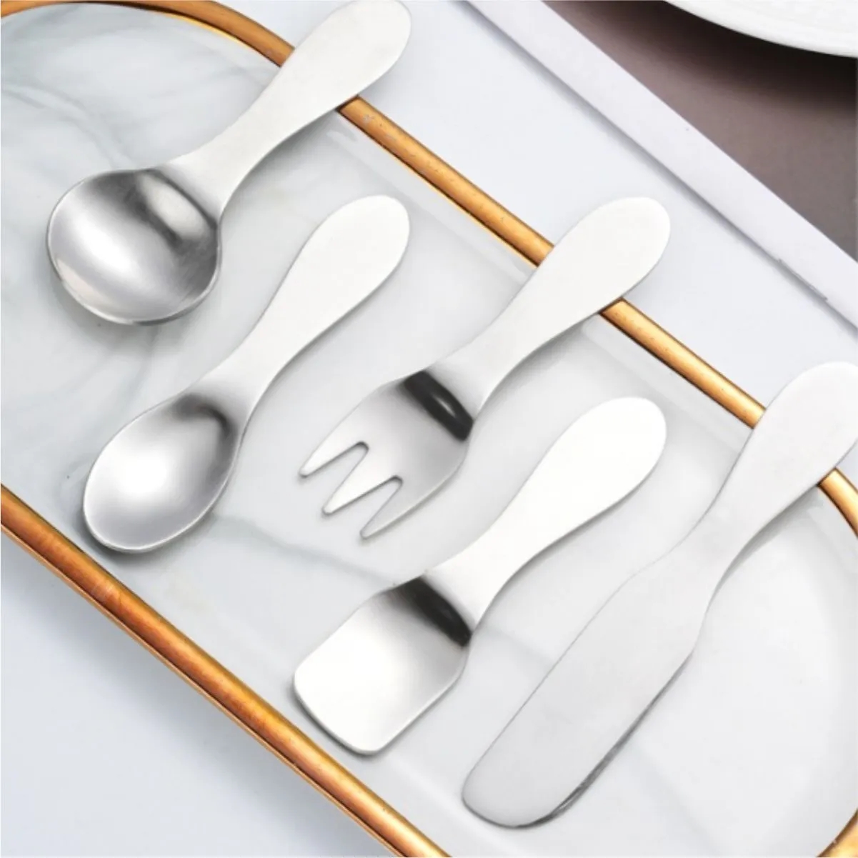 Mini Stainless Steel Dessert Spoon Fork And Butter Knife Set 3