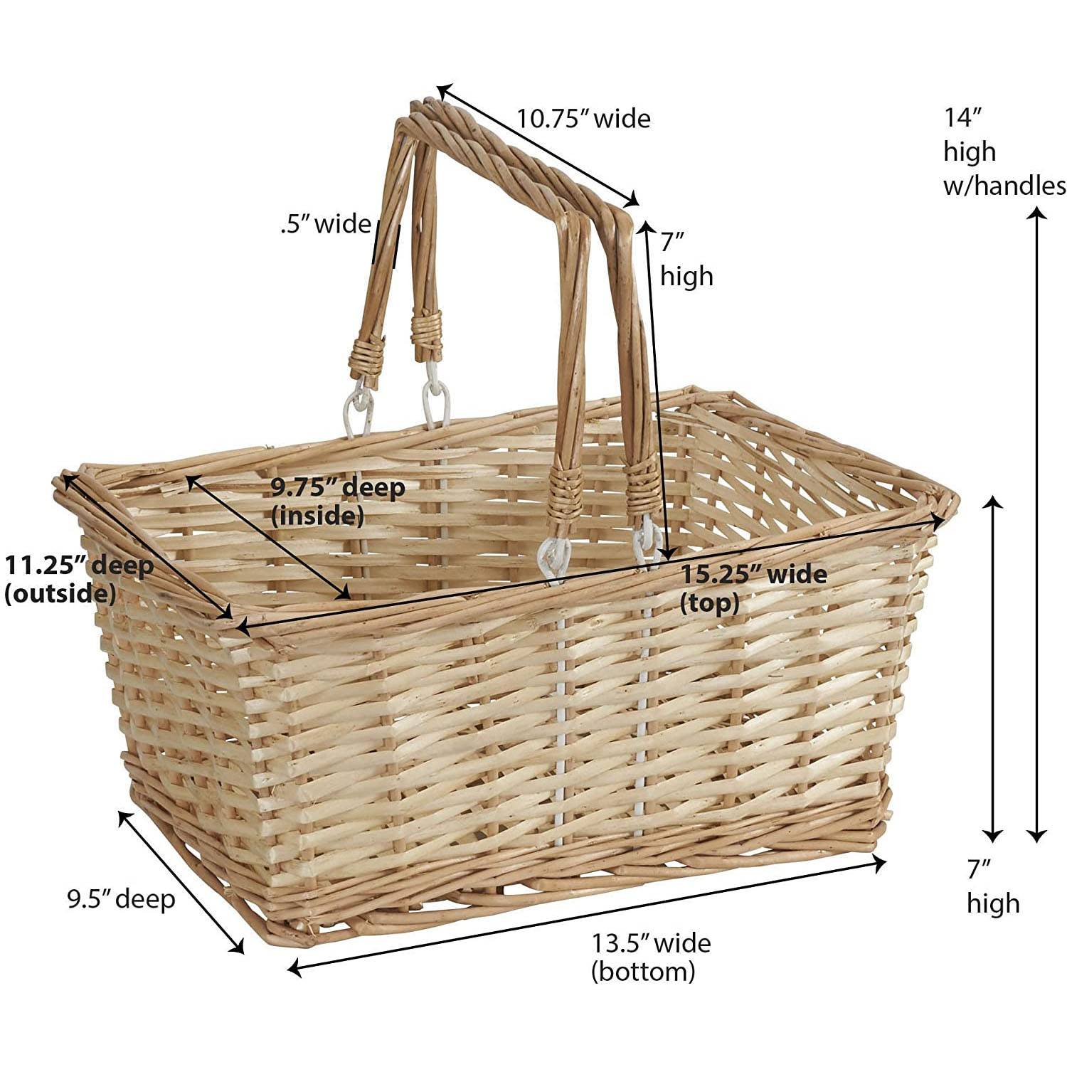 Portable Hand Woven Wicker Picnic Basket w/ Handle 8