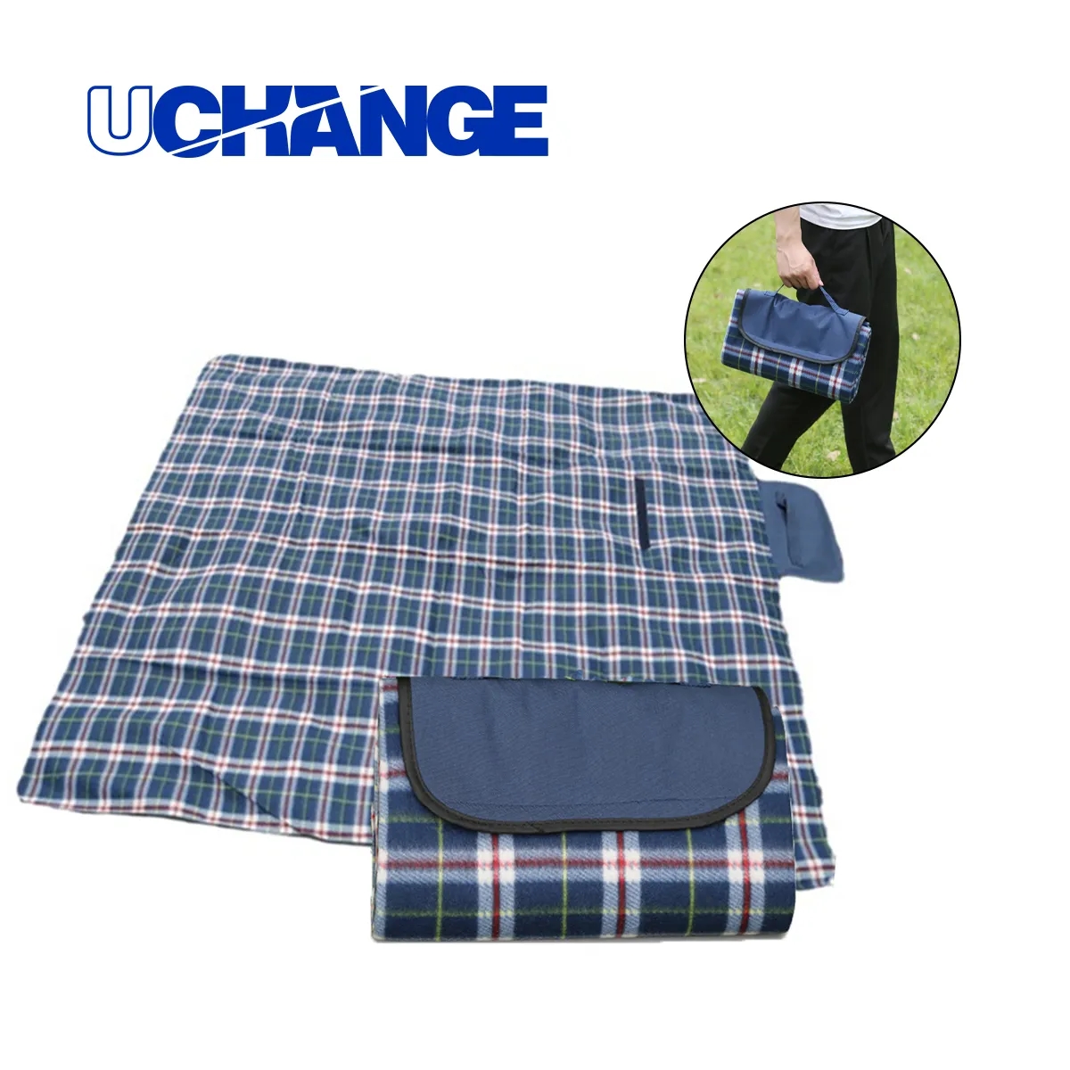 Plaid Foldable Picnic Blanket With Waterproof Backing 7