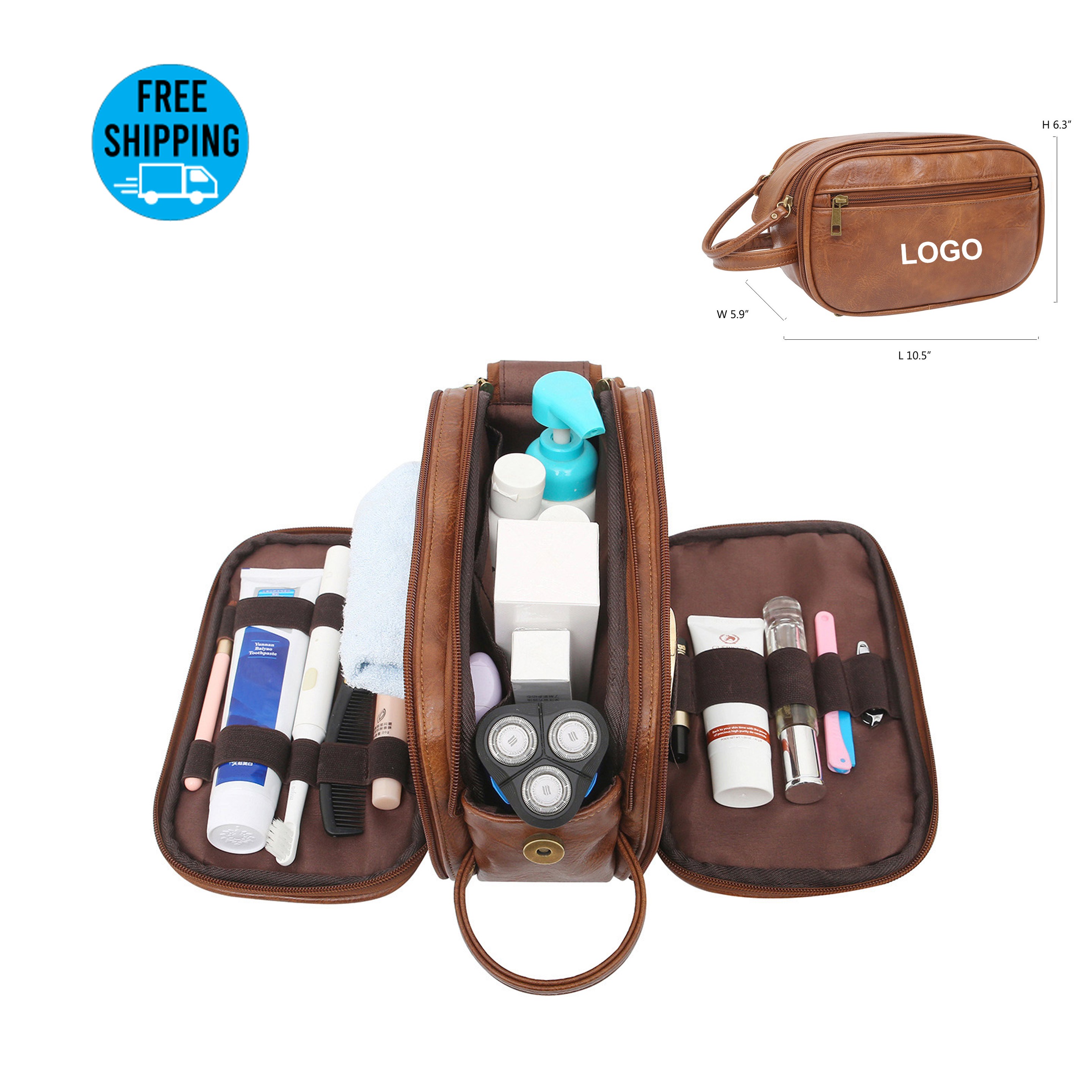 Vegan Leather Travel Shaving Dopp Kit 3