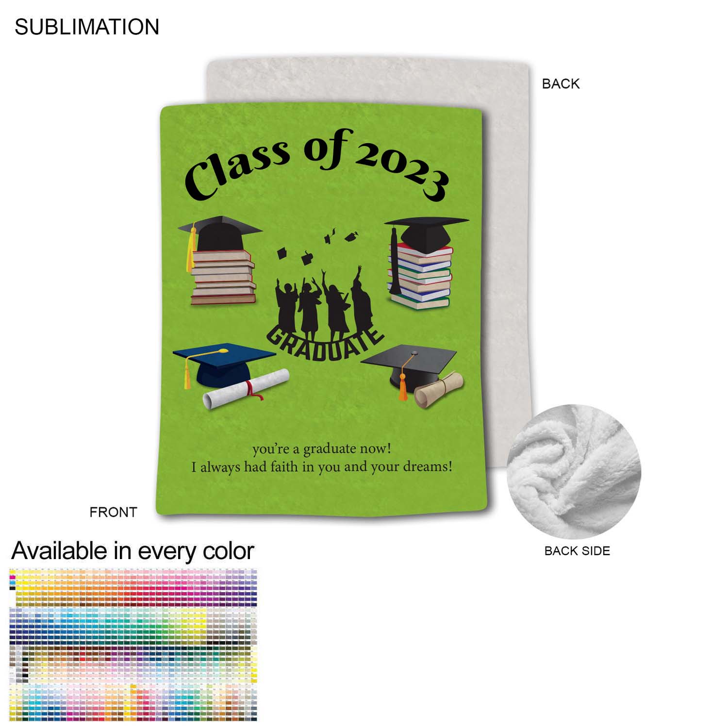 Graduation Blanket in Plush and cozy Mink Flannel Fleece, 60x80, Queen Bed size, Sublimated 8