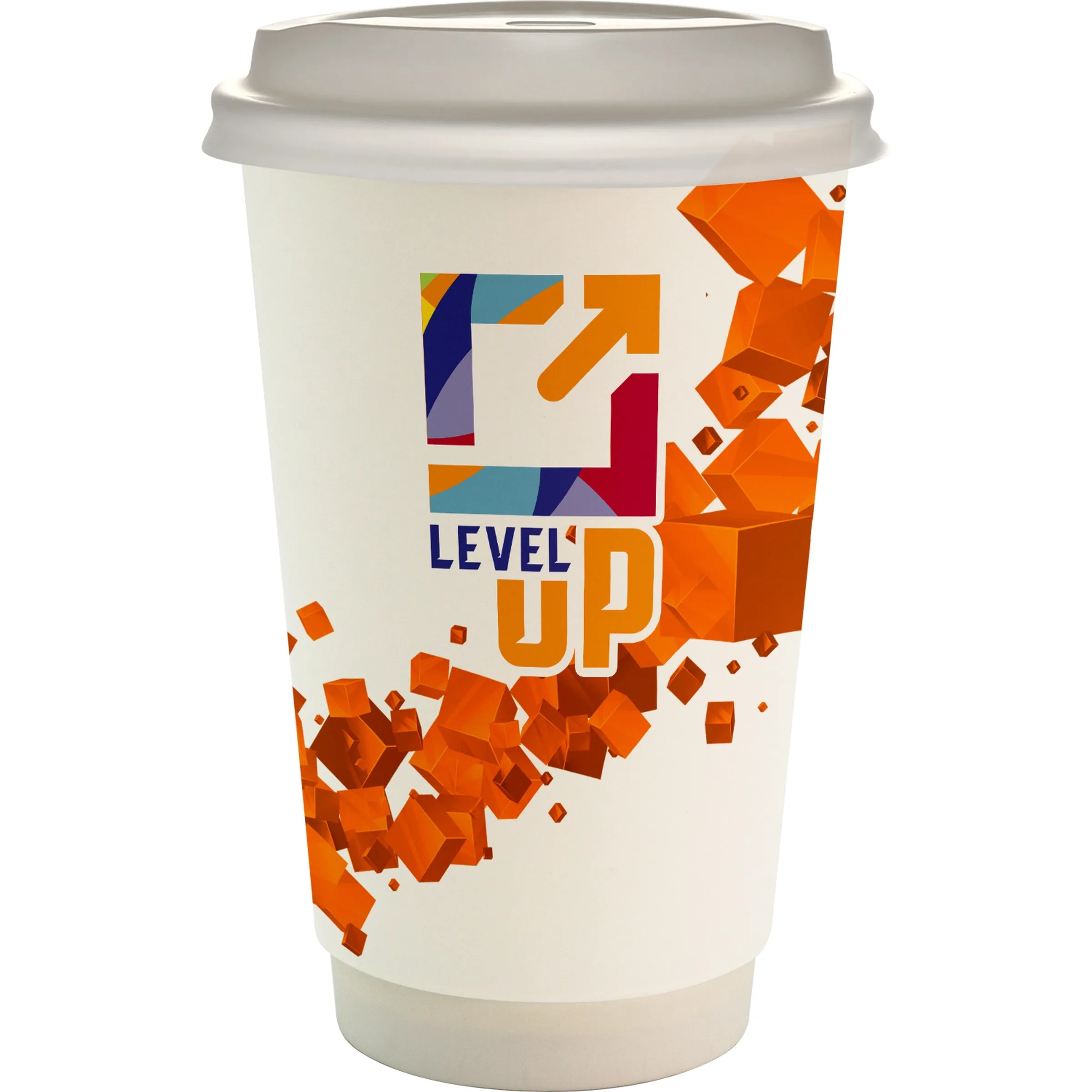 16 oz. Full Color Floating Cube Paper Cup With Lid 12
