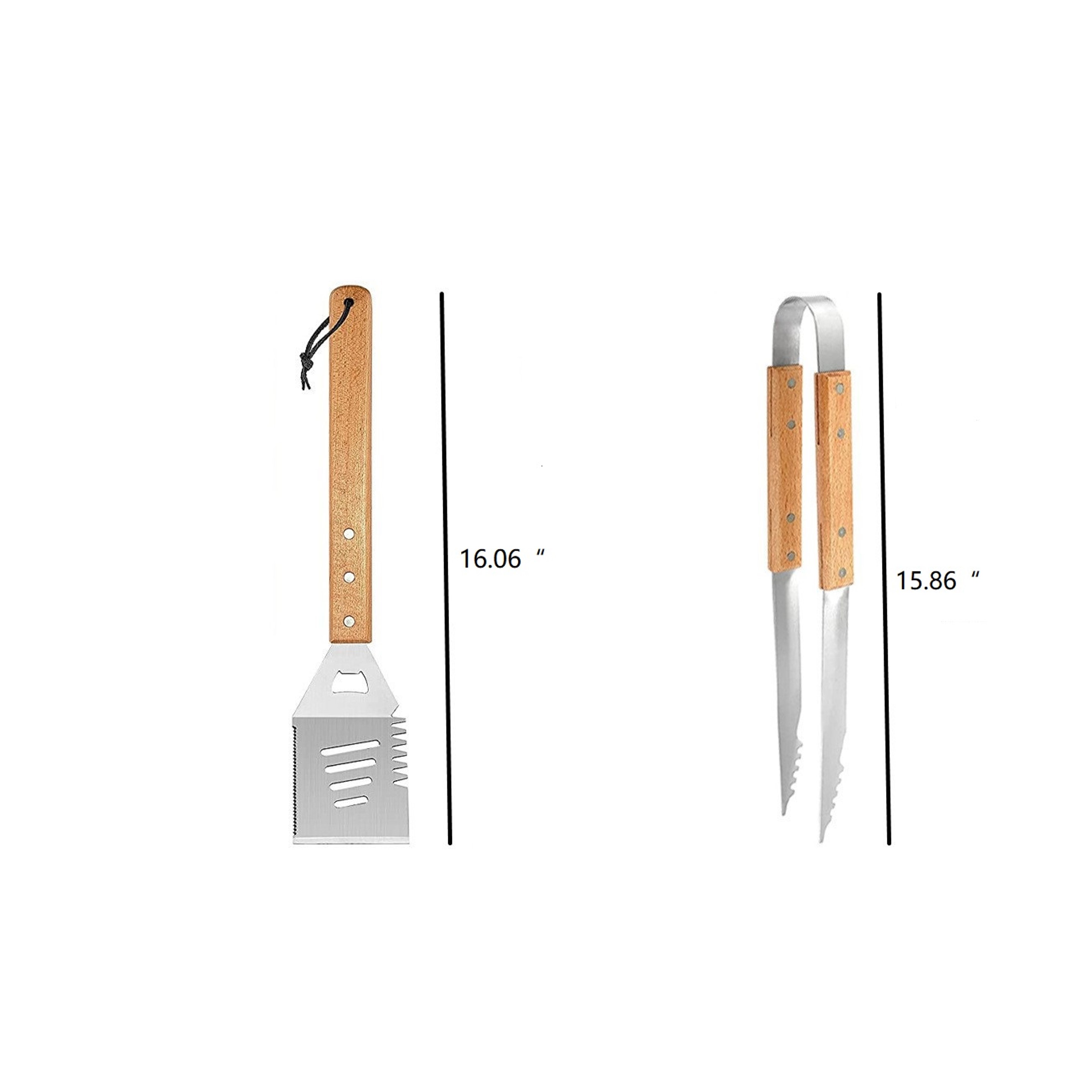 4pcs Wooden Handle Grill Set (direct import) 4