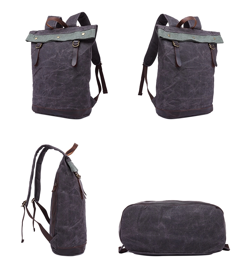 Roll Top Leather Backpack 8
