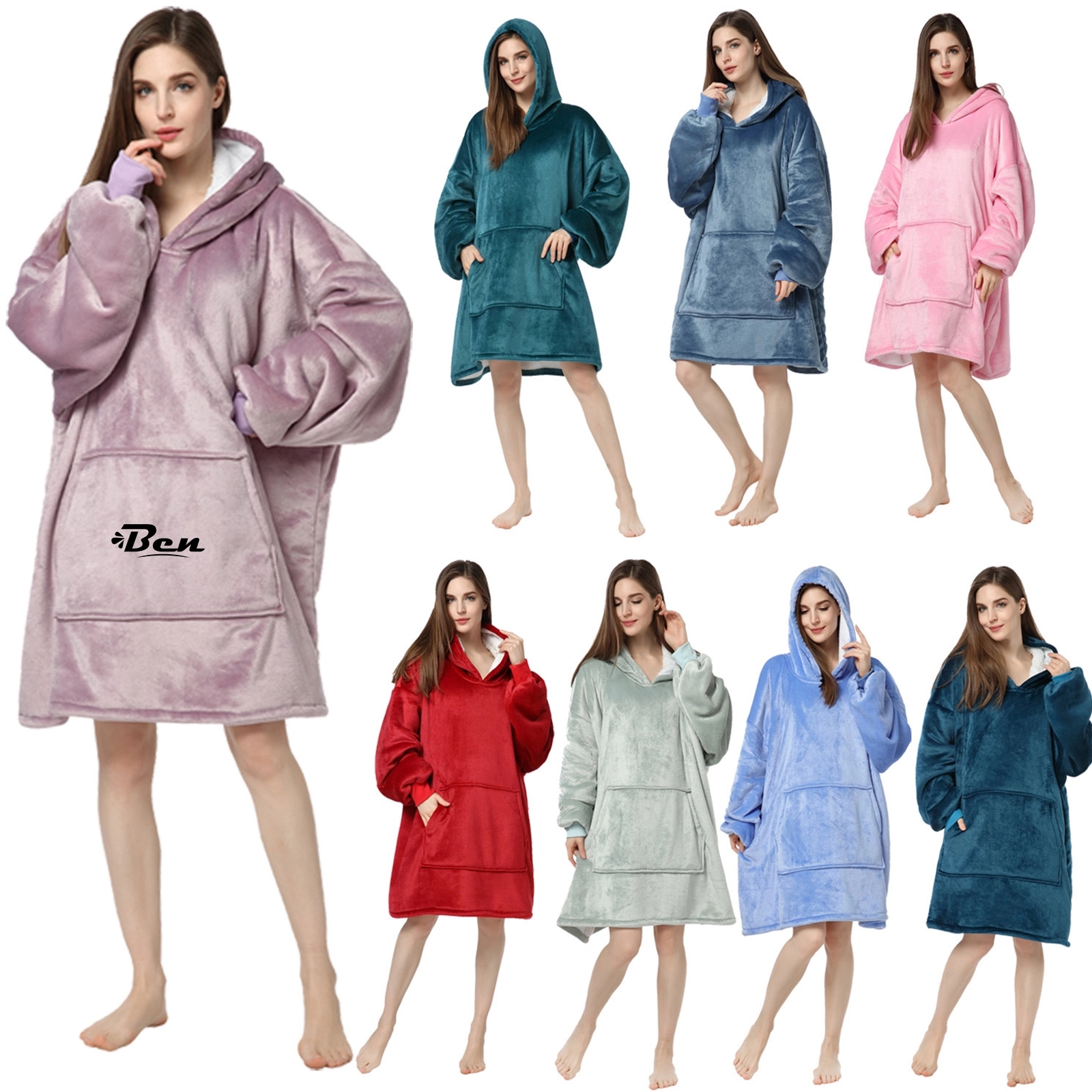 Wearable Blanket Sweatshirt With Big Pocket 4