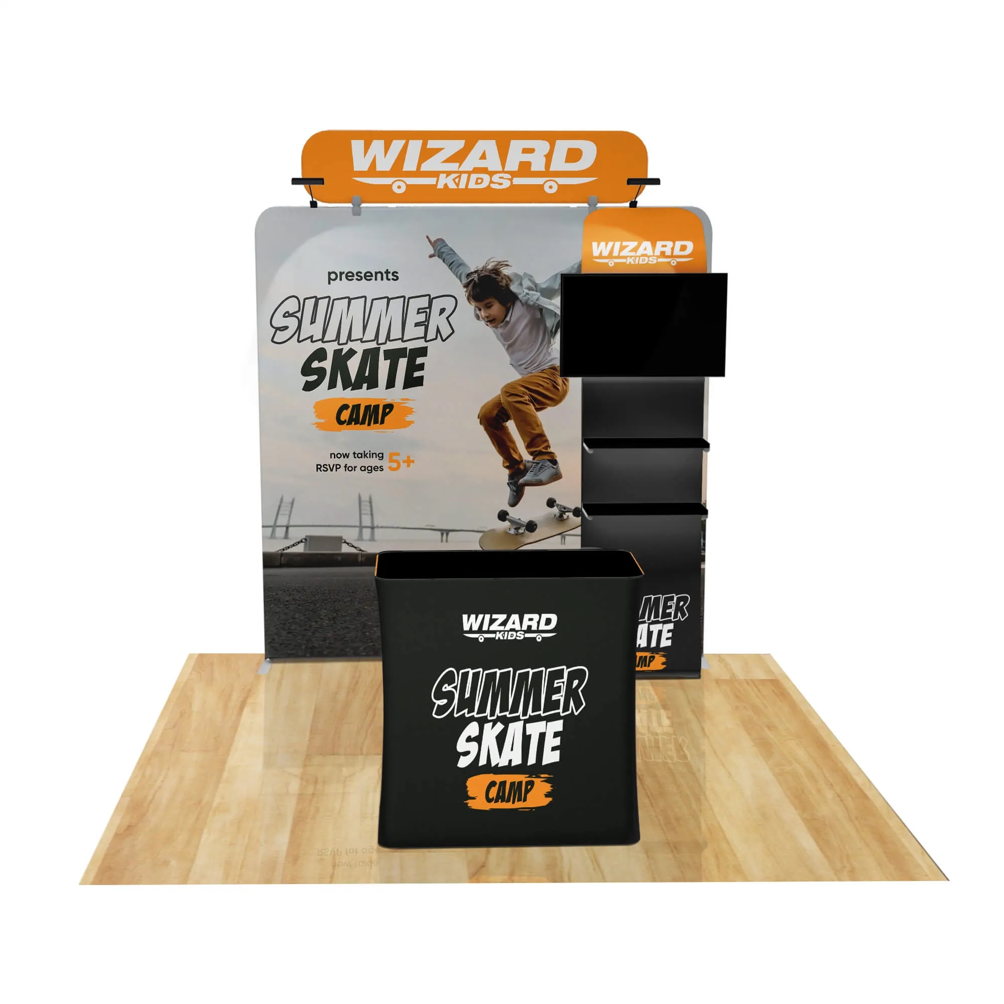 8ft Fastzip™ Waterfall Shelving Trade Show Booth 5