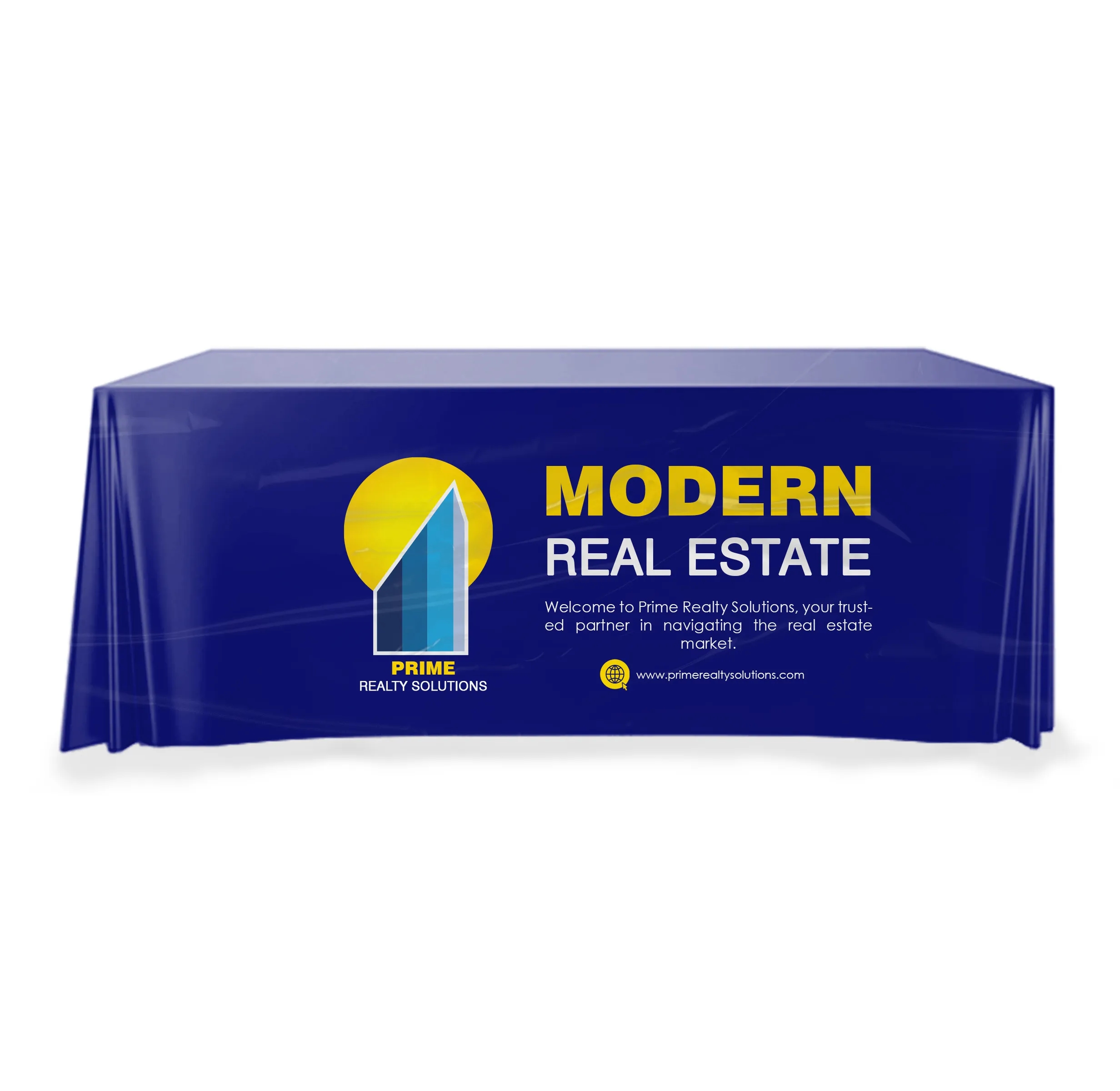8' Disposable plastic table covers - front panel, full color 2