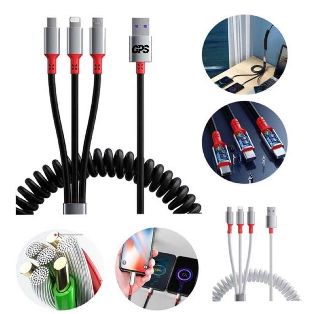 3 in 1 Retractable Charging Cord Multi USB Cable