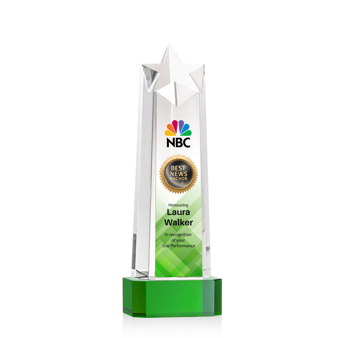Delaware Star VividPrint™ Award on Base - Green 3