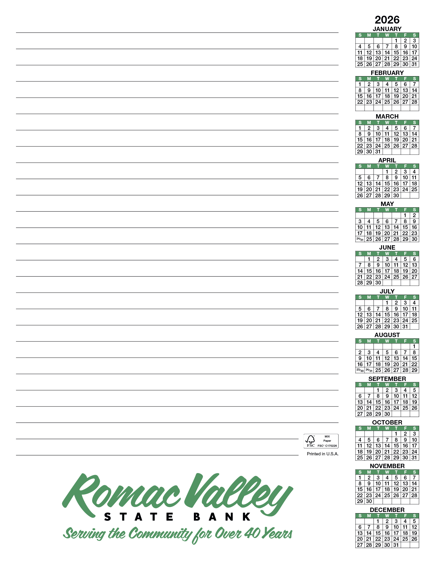 Skinner & Kennedy® Scratch Pad Calendar 14