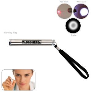 3 In 1 LED Flashlight Stainless Steel Compact With Wristband 16