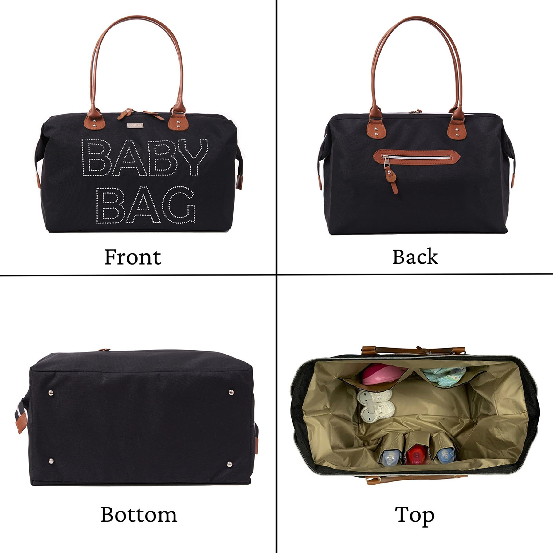 Polyester Baby Diaper Hospital Tote Duffelbag black 2