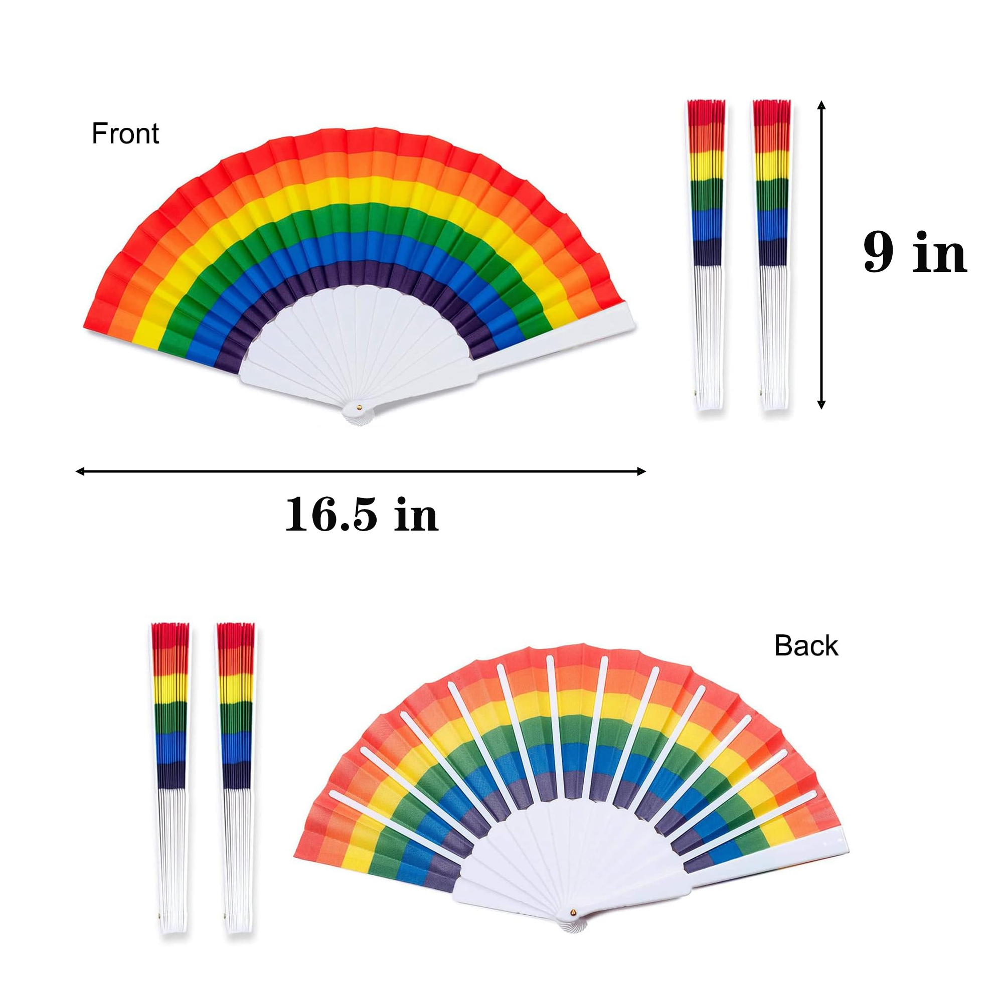 Plastic Rainbow Folding Cloth Fan 3
