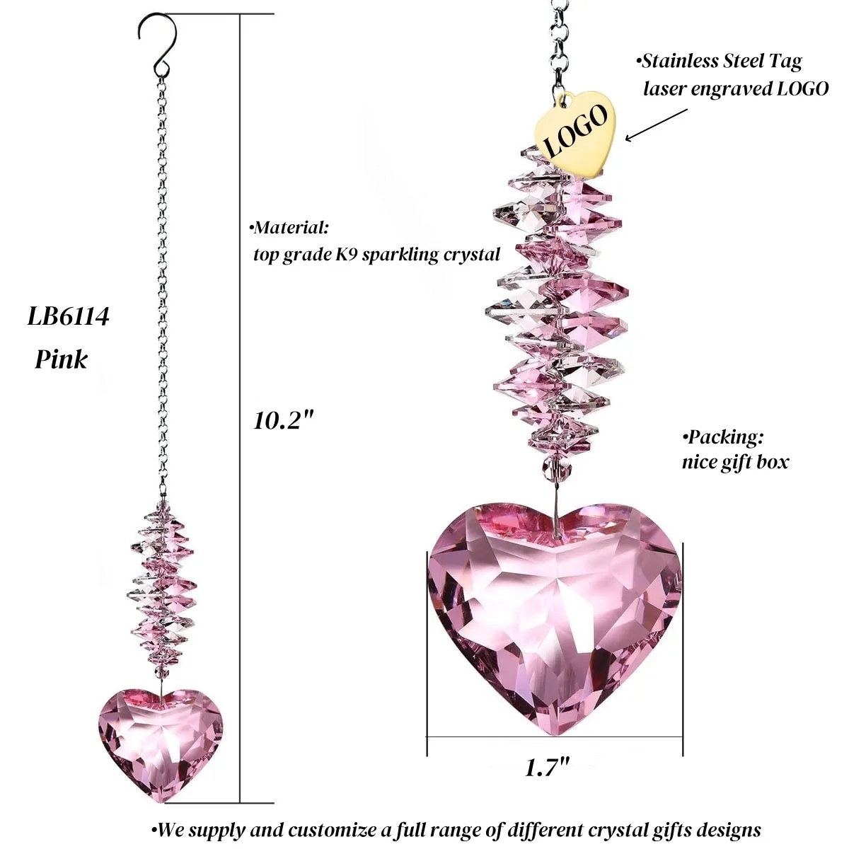 Heart Crystal Ball Prism Suncatcher Garden Hanging Decor 2