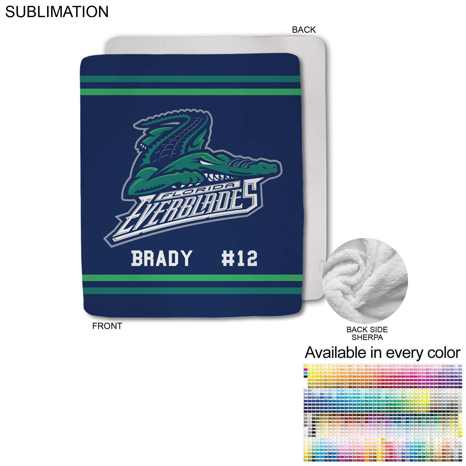 Team Blanket in Plush Sherpa Faux Wool Lined Micro Mink, 50x60, Couch size, Sublimated edge to edge 5